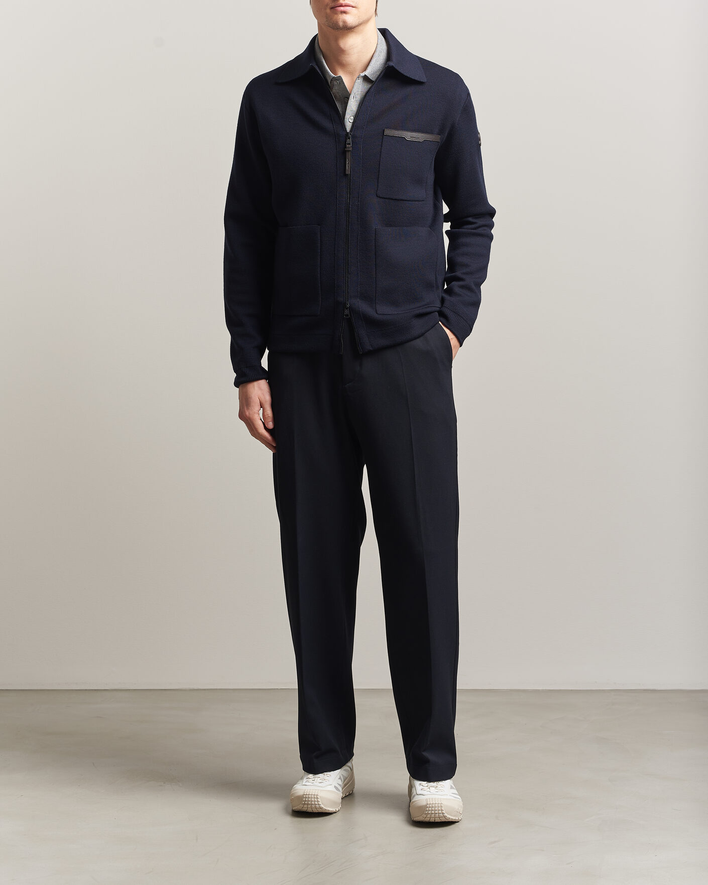 Homme | Pulls Et Tricots | Moncler | Zip Wool Cardigan Navy
