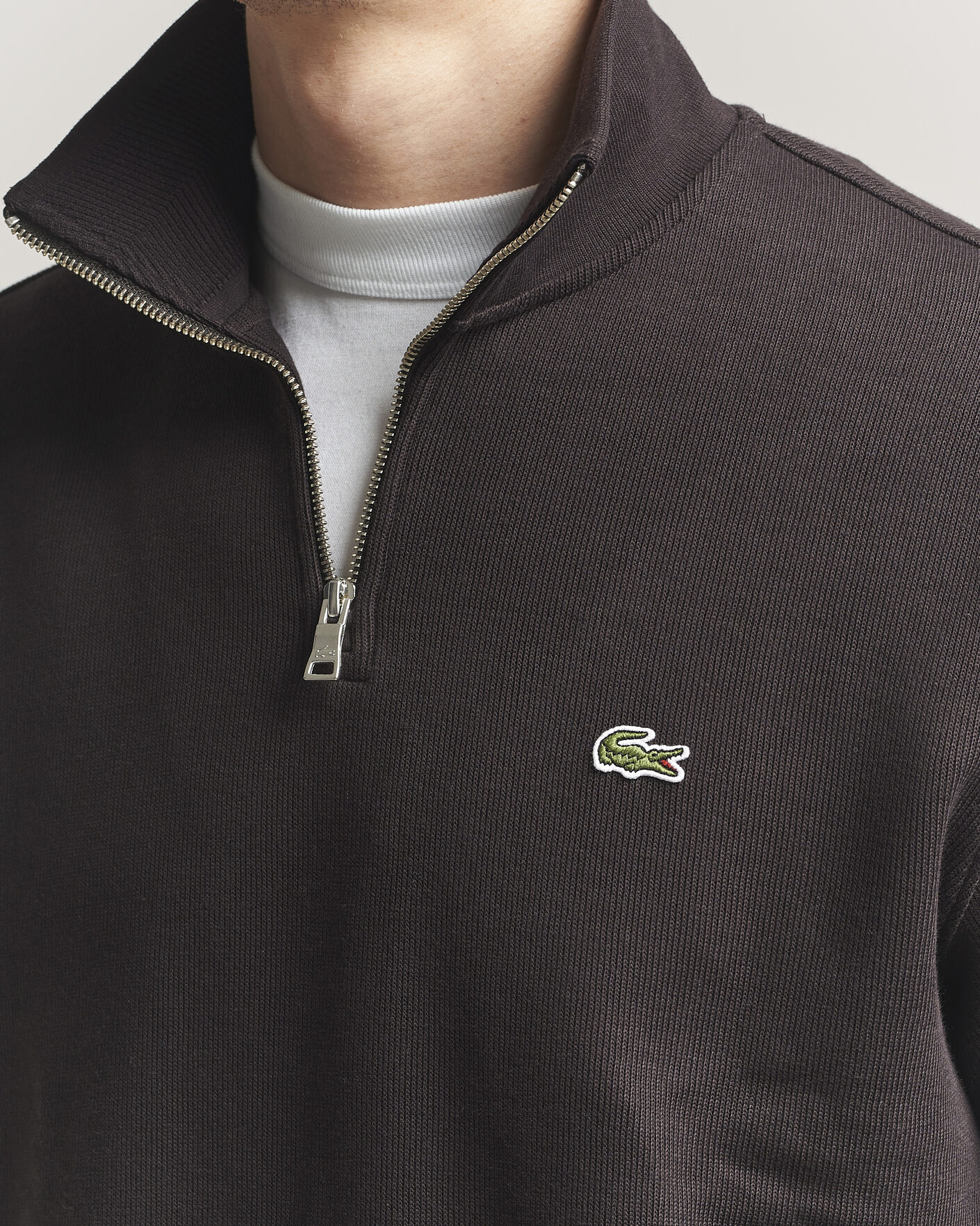 Homme | Pulls Et Tricots | Lacoste | Rib Interlock Half Zip Buffle Brown