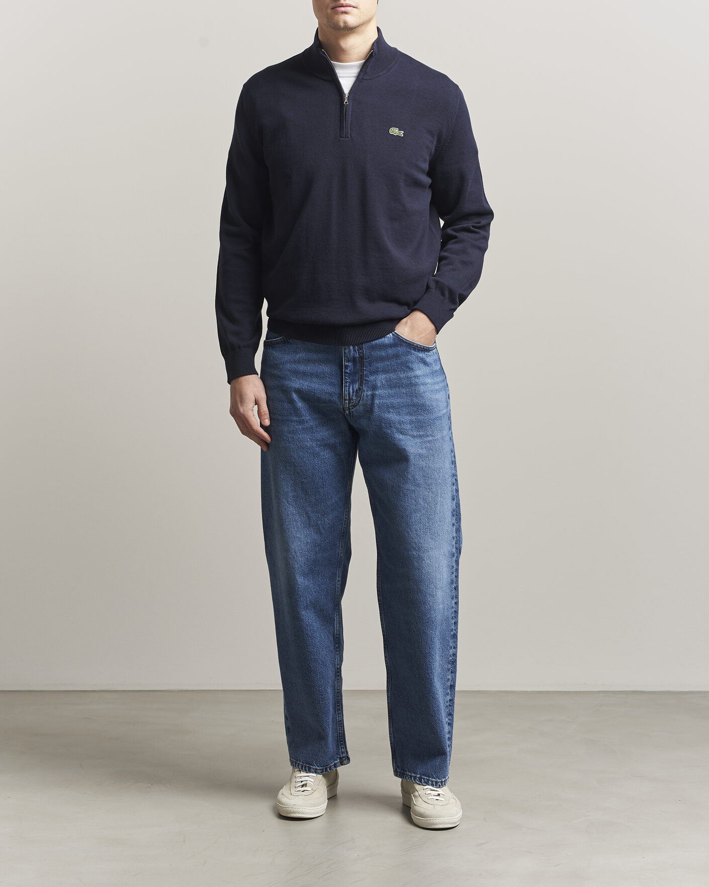 Homme | Pulls Et Tricots | Lacoste | Cotton Knitted Half Zip Navy Blue