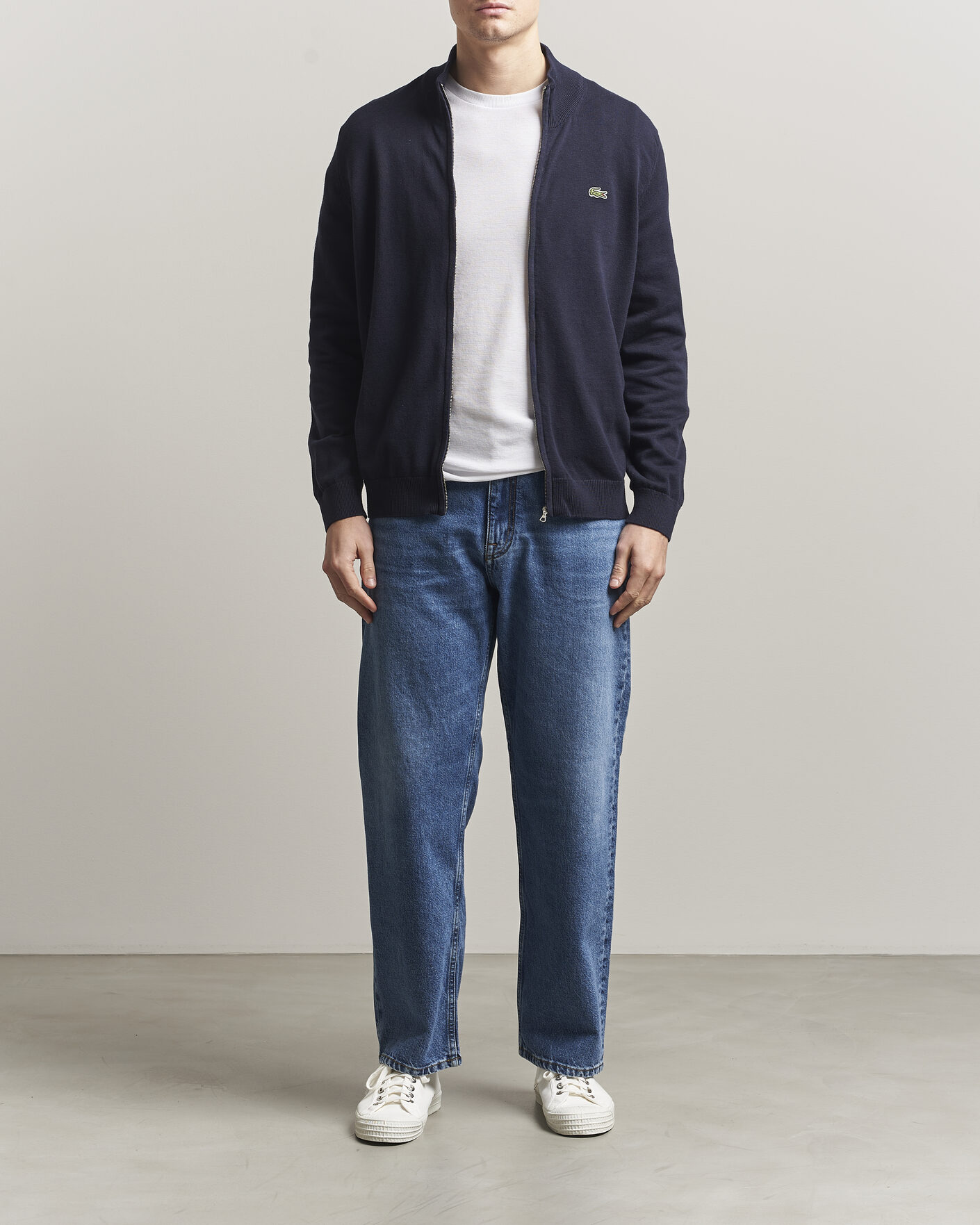 Homme | Pulls Et Tricots | Lacoste | Cotton Knitted Full Zip Navy Blue