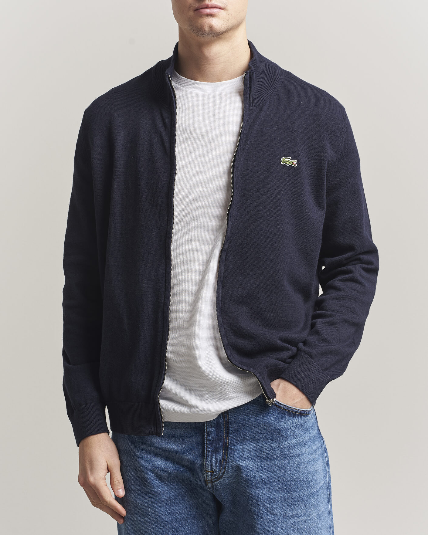 Homme | Pulls Et Tricots | Lacoste | Cotton Knitted Full Zip Navy Blue