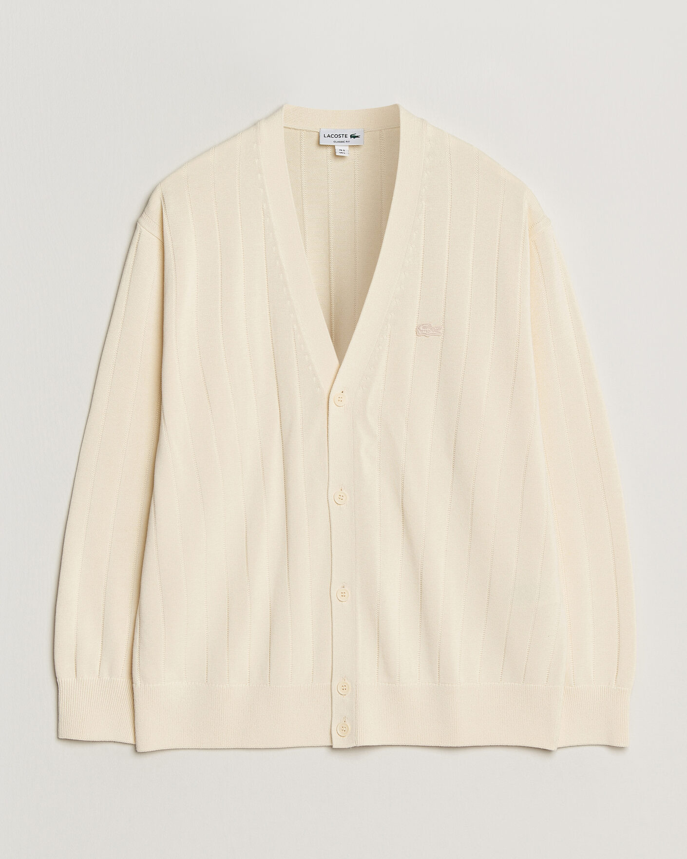 Homme | Pulls Et Tricots | Lacoste | Cotton Structured Knitted Cardigan Naturel Clair