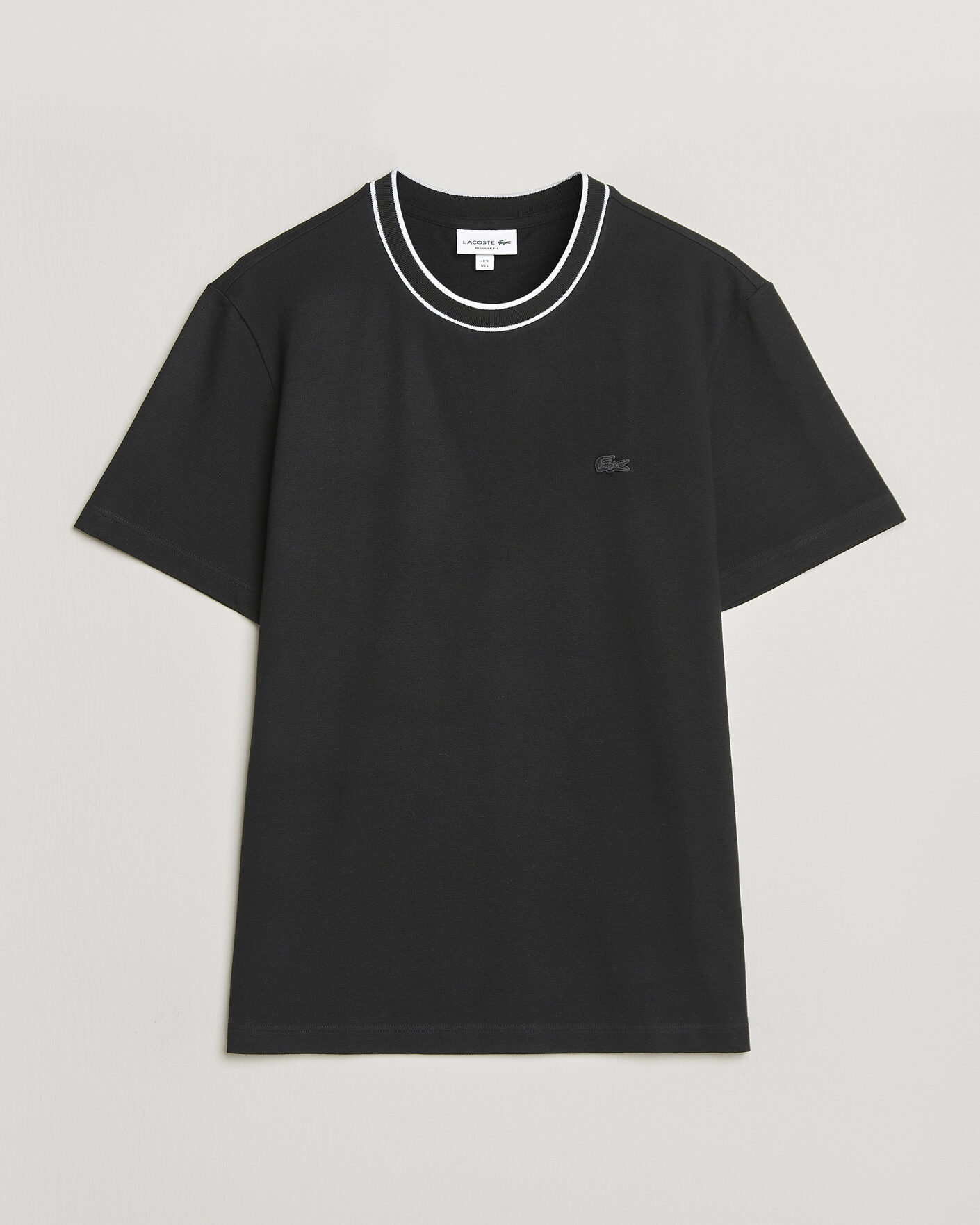 Homme | T-shirts | Lacoste | Contrast Rib Piqué T-Shirt Black