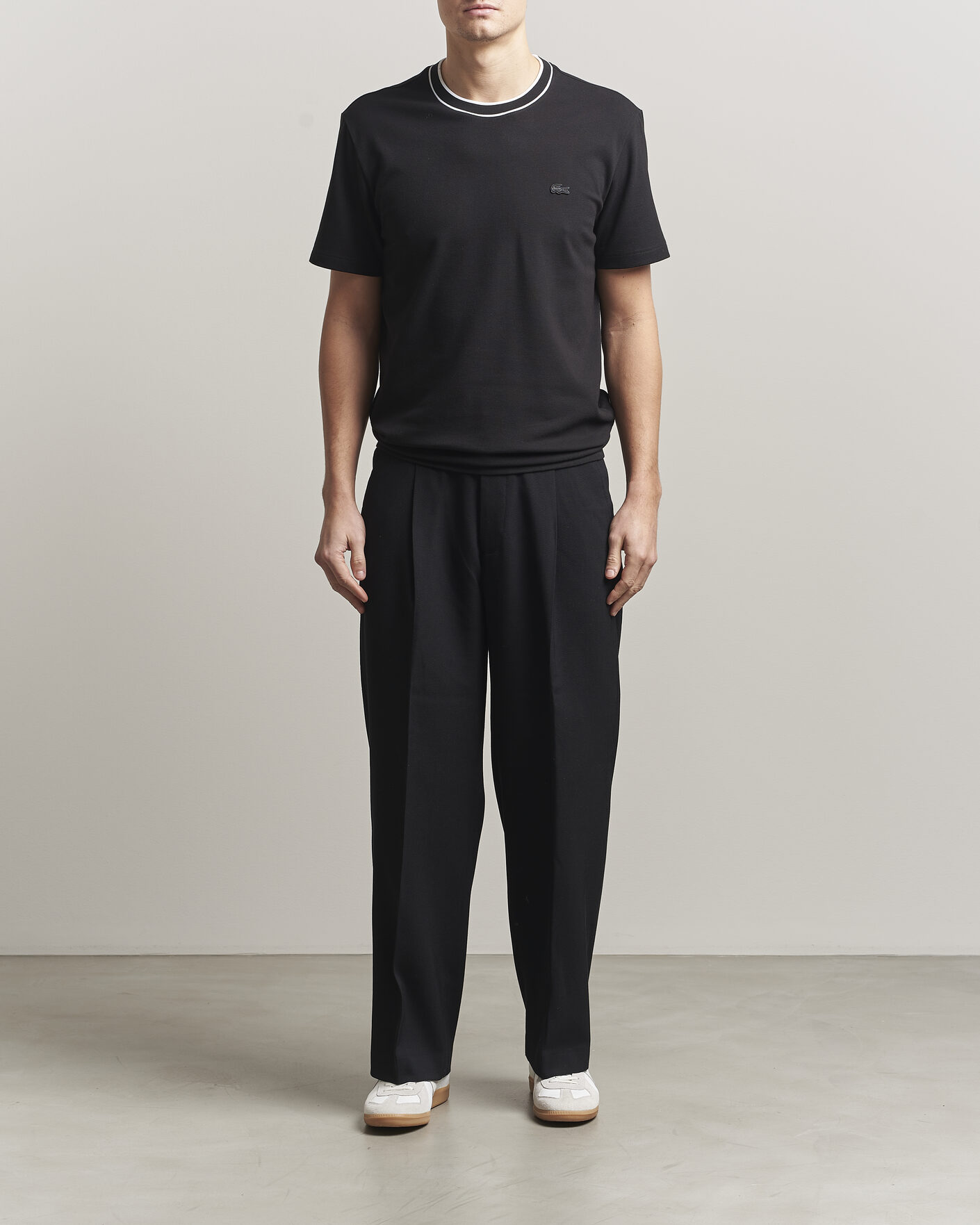 Homme | T-shirts | Lacoste | Contrast Rib Piqué T-Shirt Black