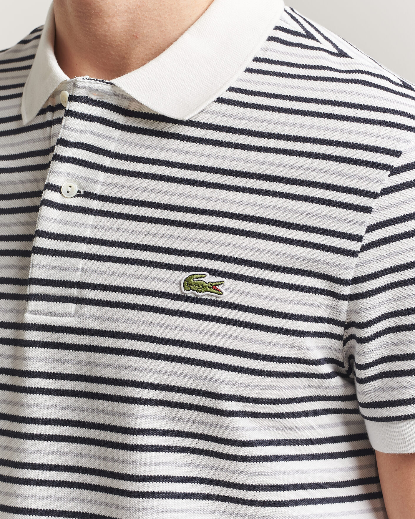 Homme | Polos | Lacoste | Original Striped Polo Piké Blackbird/Flour