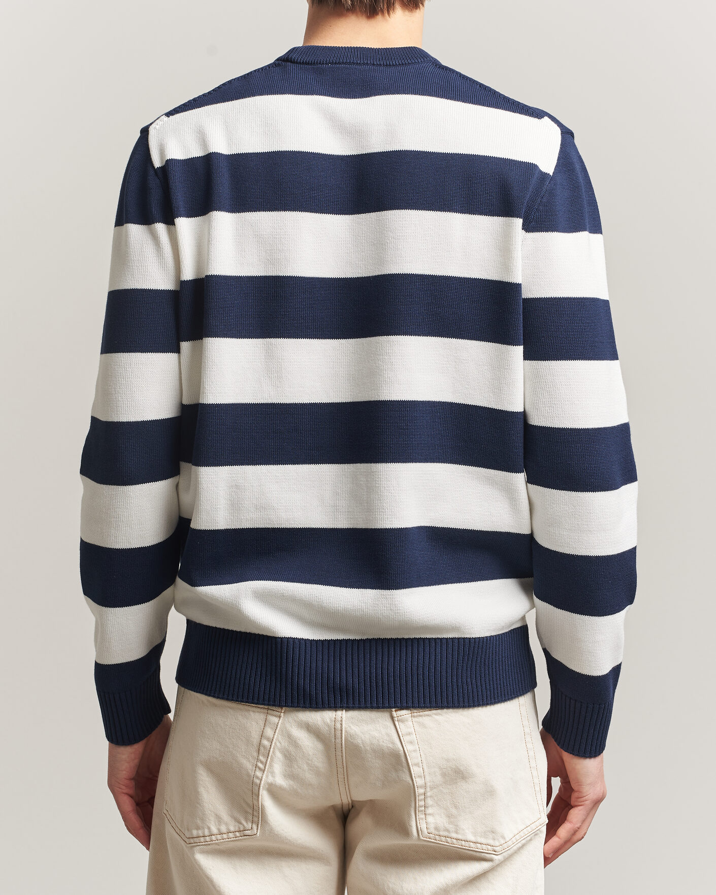 Homme | Pulls Et Tricots | Lacoste | Cotton Knitted Striped Sweater Navy Blue/Flour