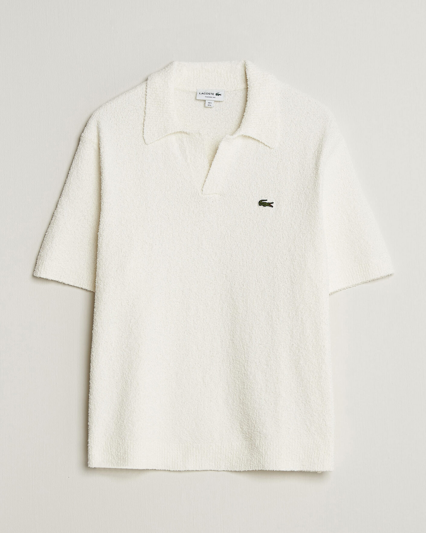 Homme | Polos | Lacoste | Cotton Bouclé Open Collar Polo Flour