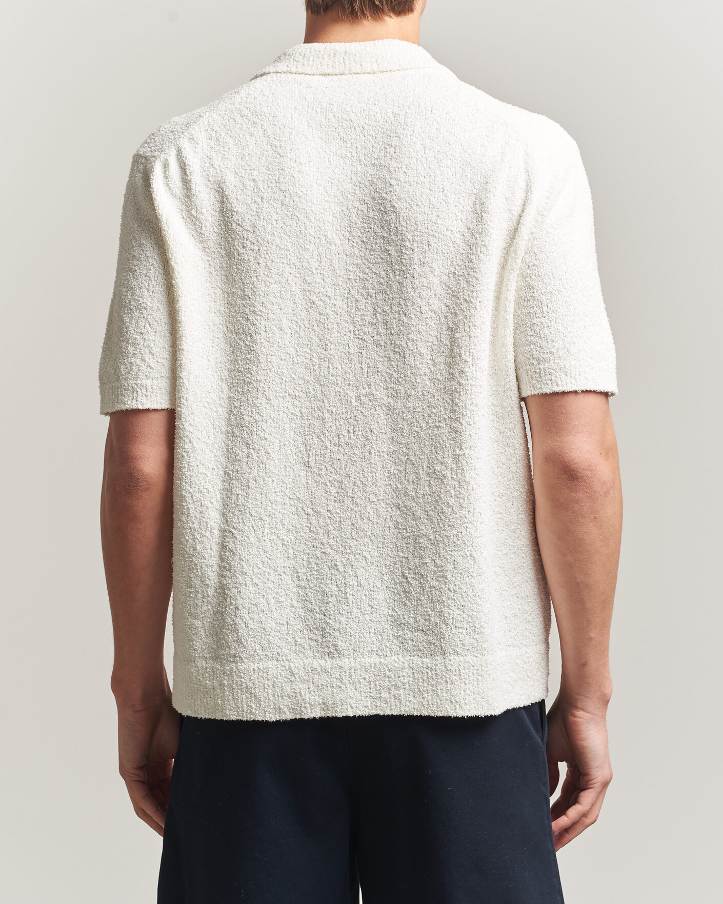 Homme | Polos | Lacoste | Cotton Bouclé Open Collar Polo Flour