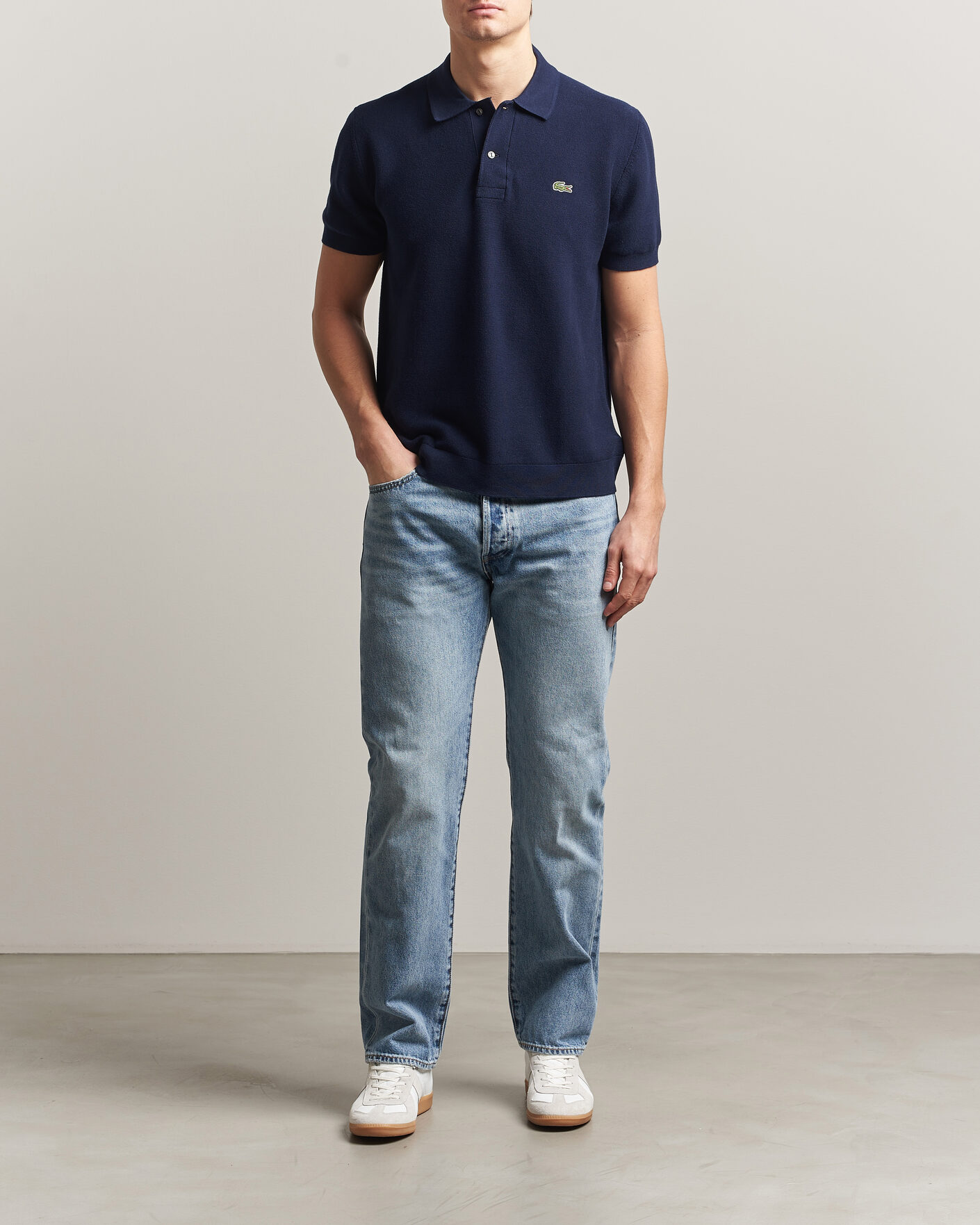 Homme | Polos | Lacoste | Cotton Knitted Polo Navy Blue