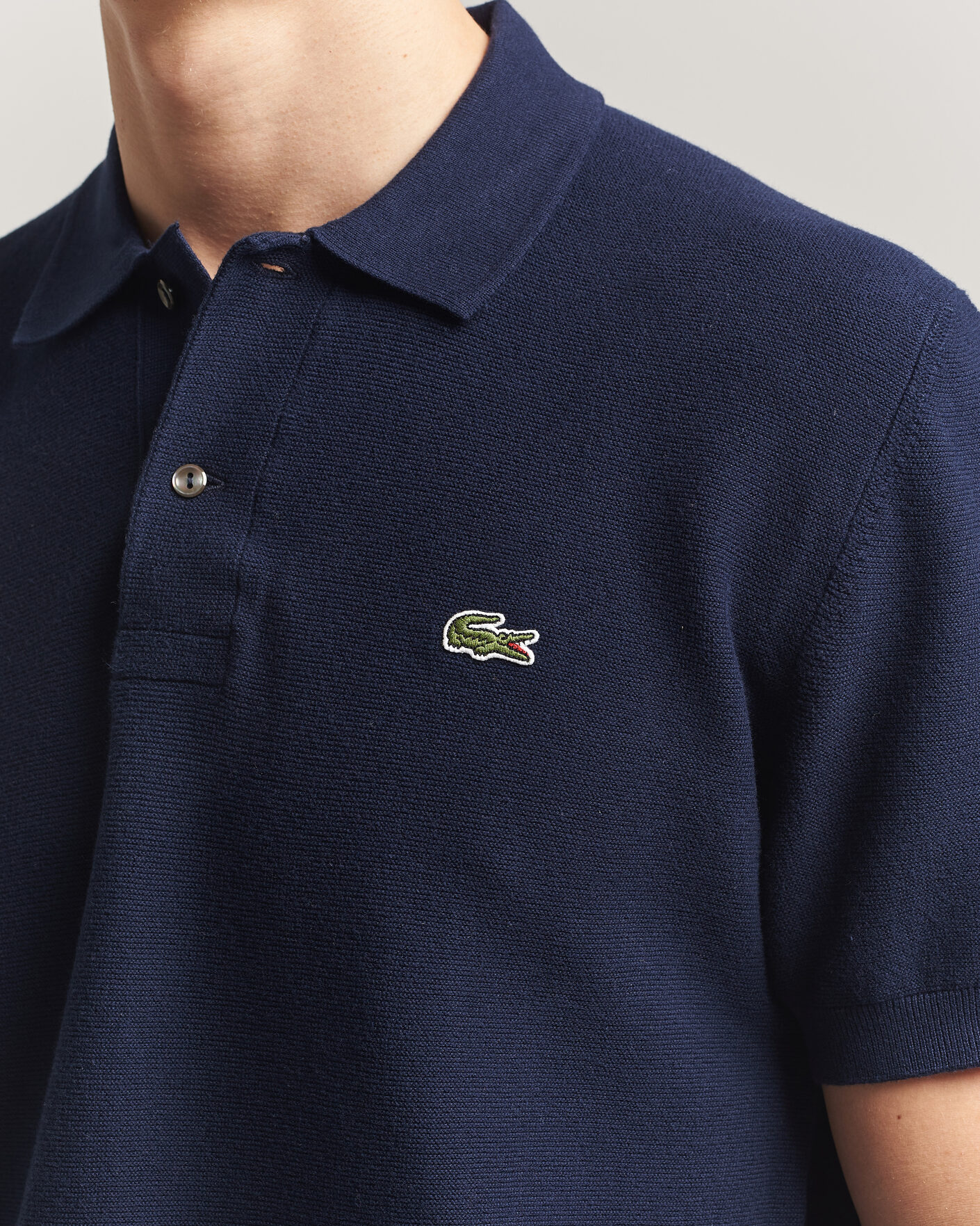 Homme | Polos | Lacoste | Cotton Knitted Polo Navy Blue