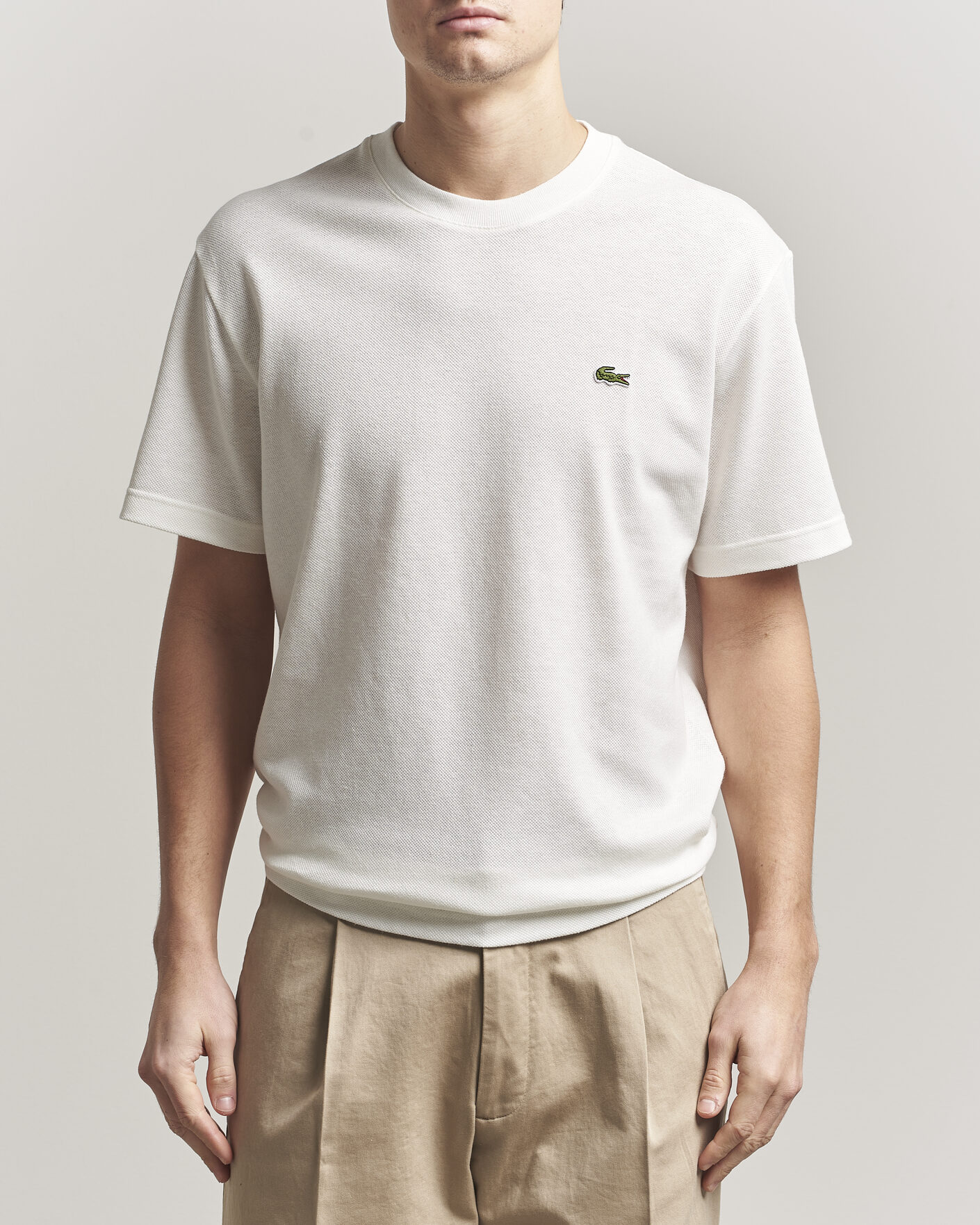 Homme | T-shirts | Lacoste | Cotton/Linen Pique T-Shirt Flour