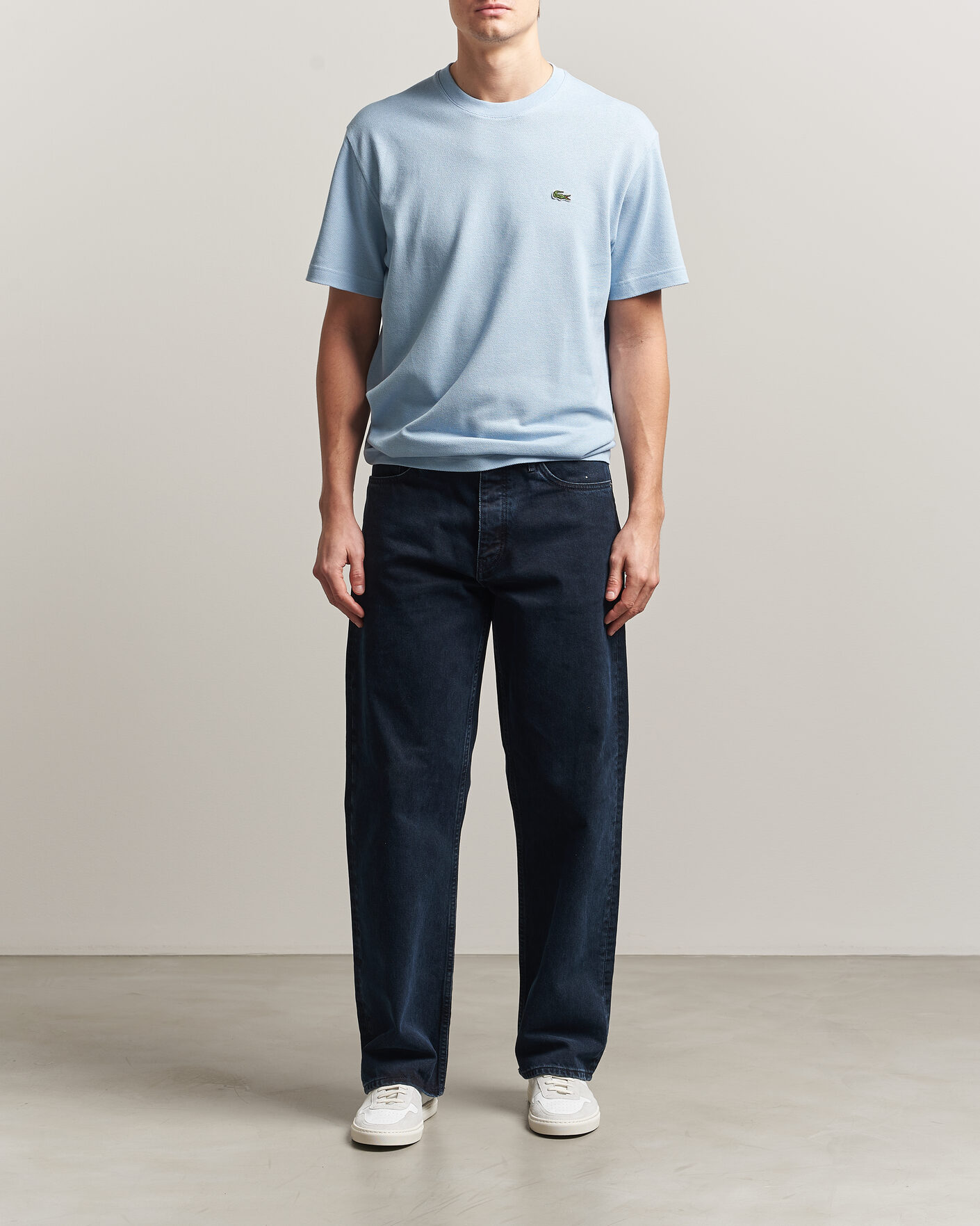 Homme | T-shirts | Lacoste | Cotton/Linen Pique T-Shirt Light Blue
