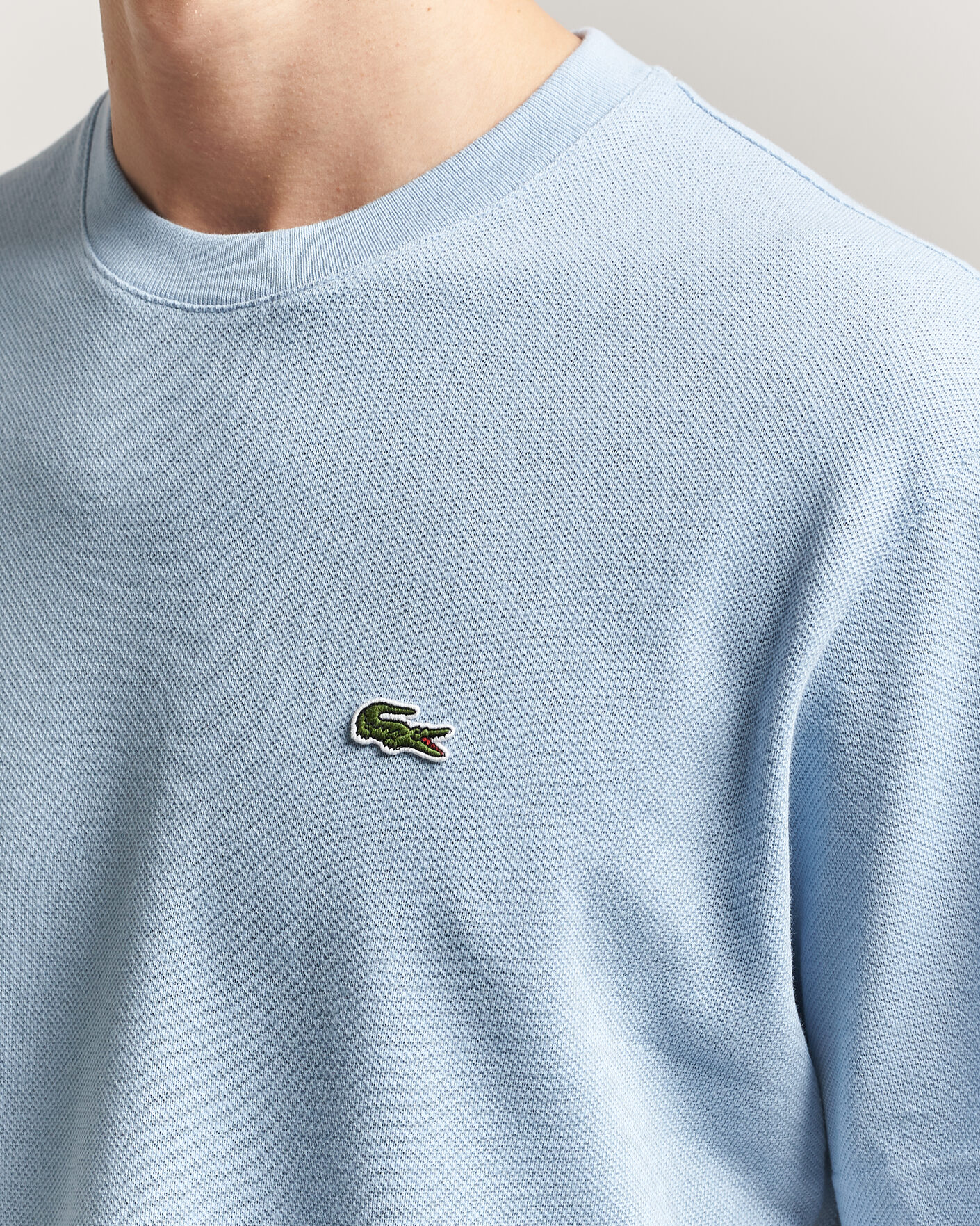 Homme | T-shirts | Lacoste | Cotton/Linen Pique T-Shirt Light Blue