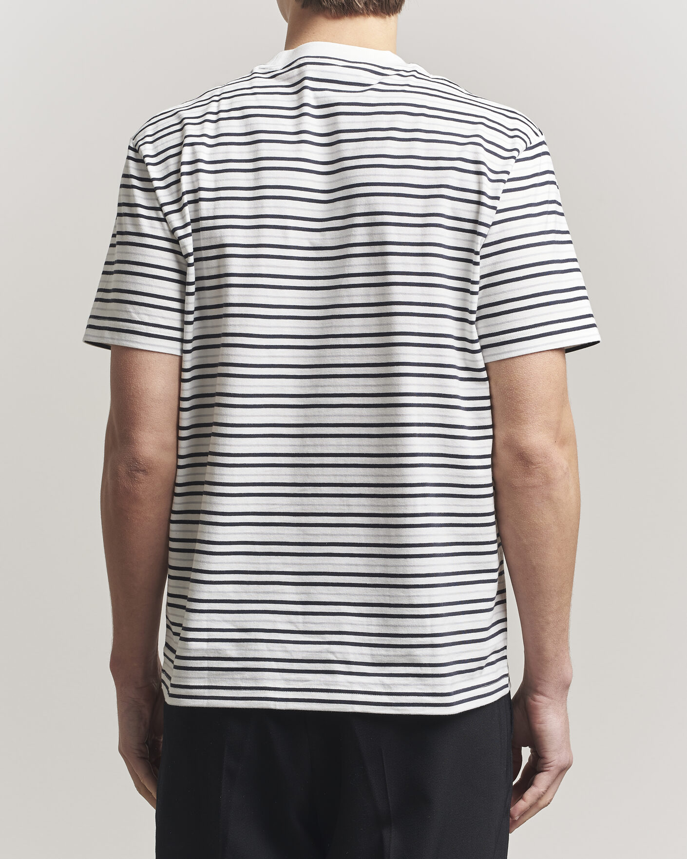 Homme | T-shirts | Lacoste | Cotton Striped T-Shirt Blackbird/Flour