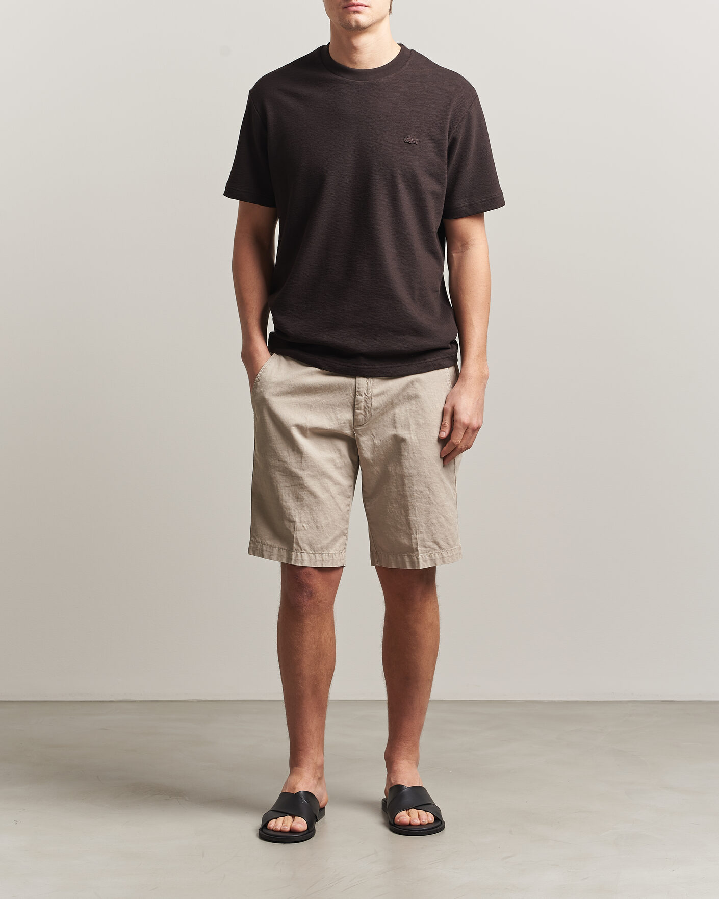 Homme | T-shirts | Lacoste | Textured Cotton T-Shirt Buffalo Brown