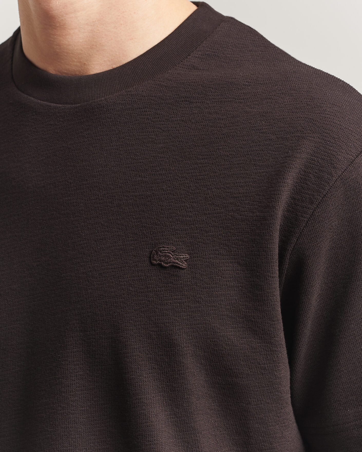 Homme | T-shirts | Lacoste | Textured Cotton T-Shirt Buffalo Brown