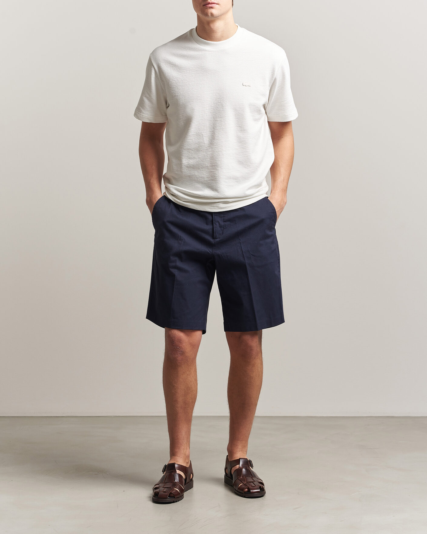 Homme | T-shirts | Lacoste | Textured Cotton T-Shirt Flour