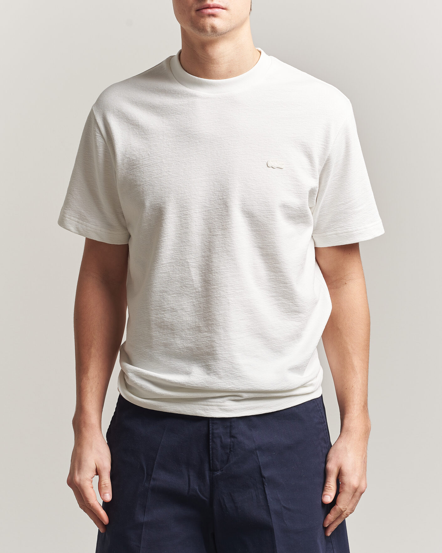 Homme | T-shirts | Lacoste | Textured Cotton T-Shirt Flour