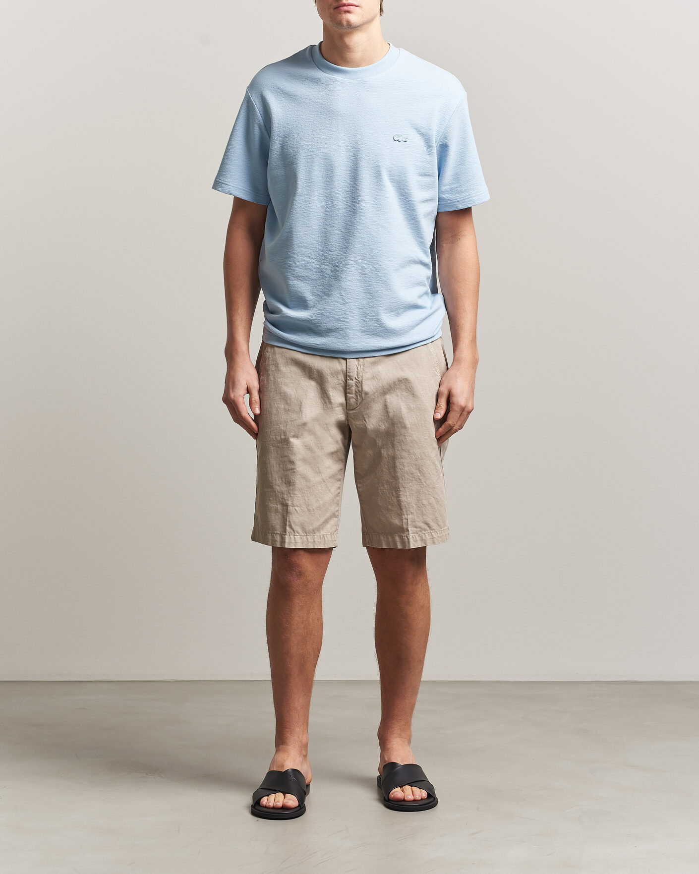 Homme | T-shirts | Lacoste | Textured Cotton T-Shirt Light Blue