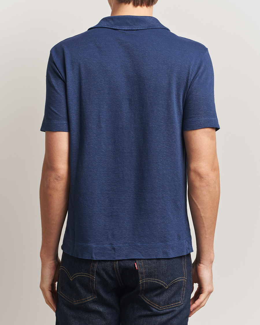 Homme | Polos | Massimo Alba | Aruba Cotton/Linen Polo Midnight Blue