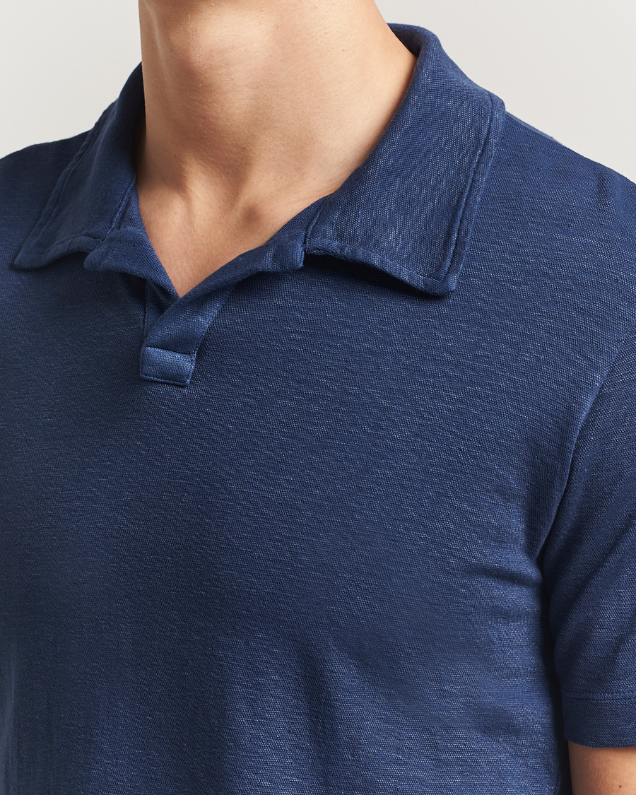 Homme | Polos | Massimo Alba | Aruba Cotton/Linen Polo Midnight Blue