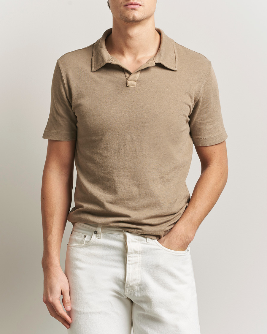 Homme | Polos | Massimo Alba | Aruba Cotton/Linen Polo Camel