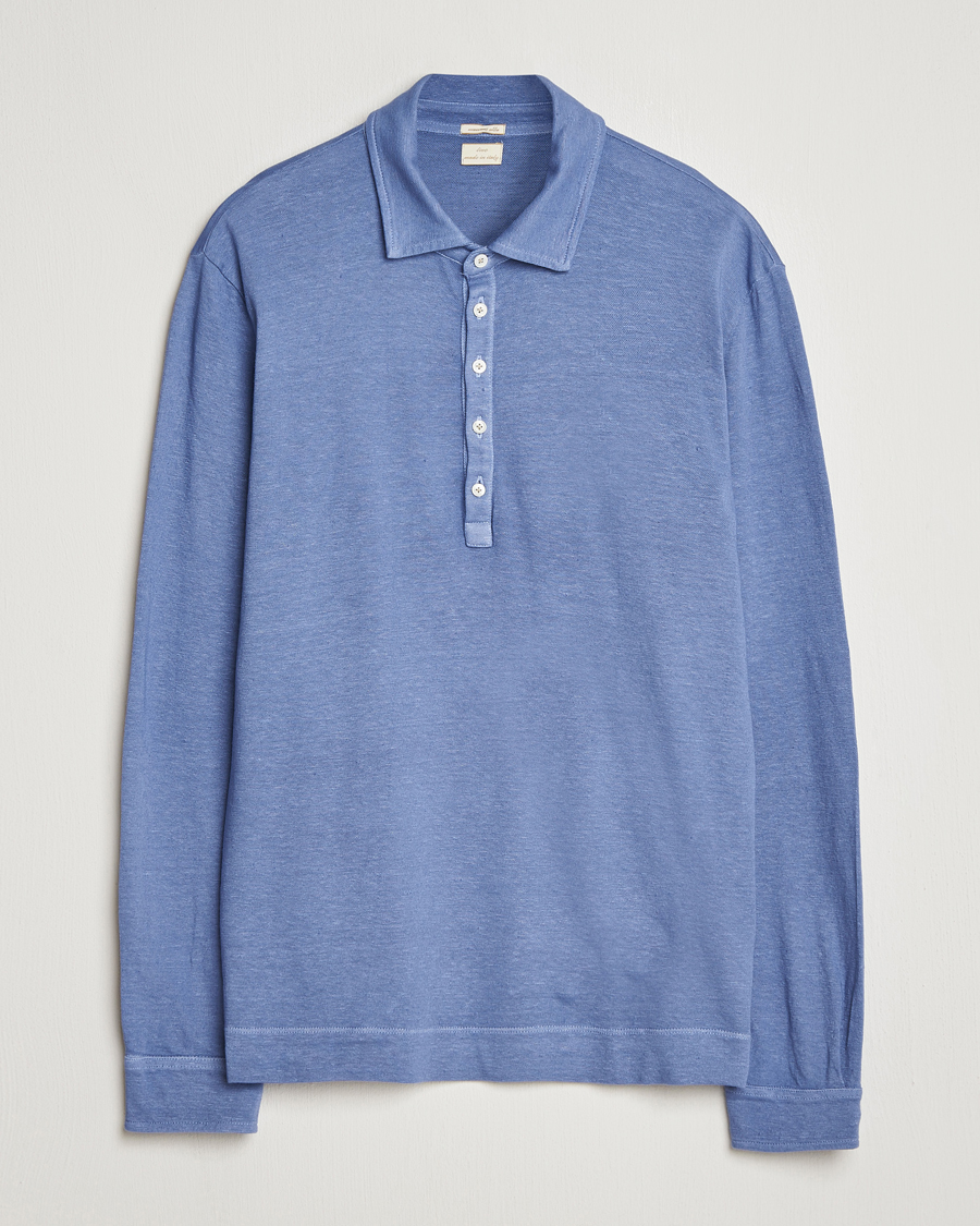 Homme | Polos | Massimo Alba | Raya Cotton/Linen Long Sleeve Polo Tulip