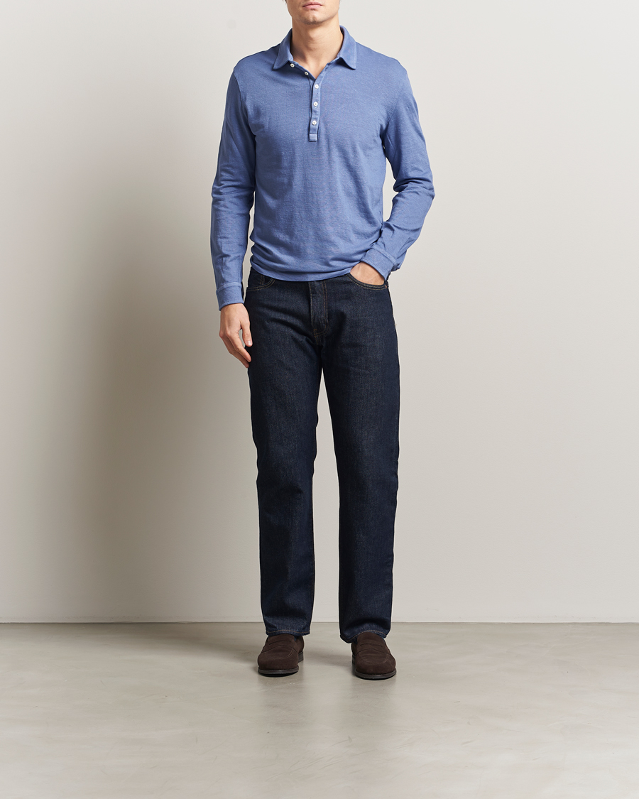 Homme | Polos | Massimo Alba | Raya Cotton/Linen Long Sleeve Polo Tulip