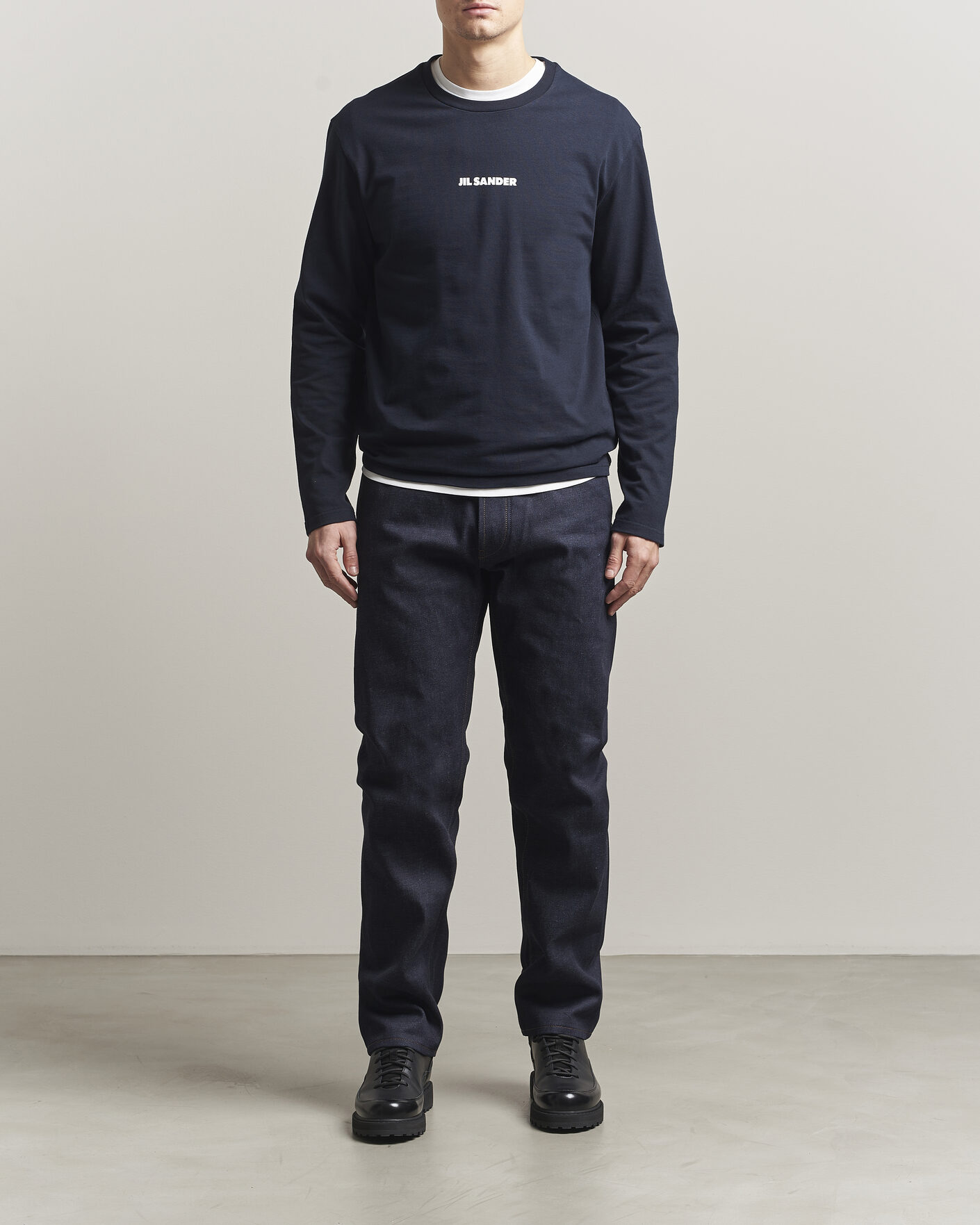 Homme | T-shirts | Jil Sander | Long Sleeve Logo T-Shirt Navy