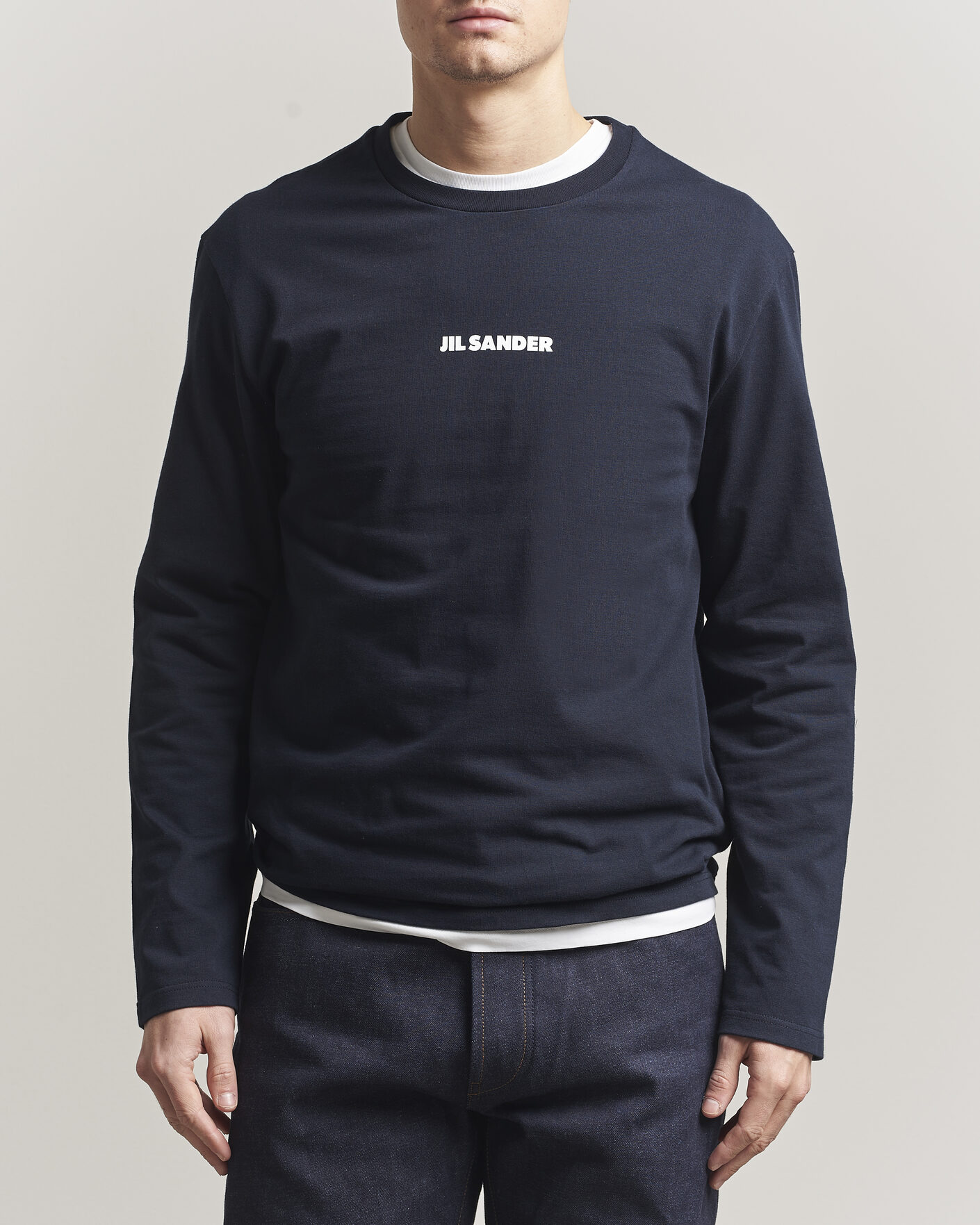Homme | T-shirts | Jil Sander | Long Sleeve Logo T-Shirt Navy