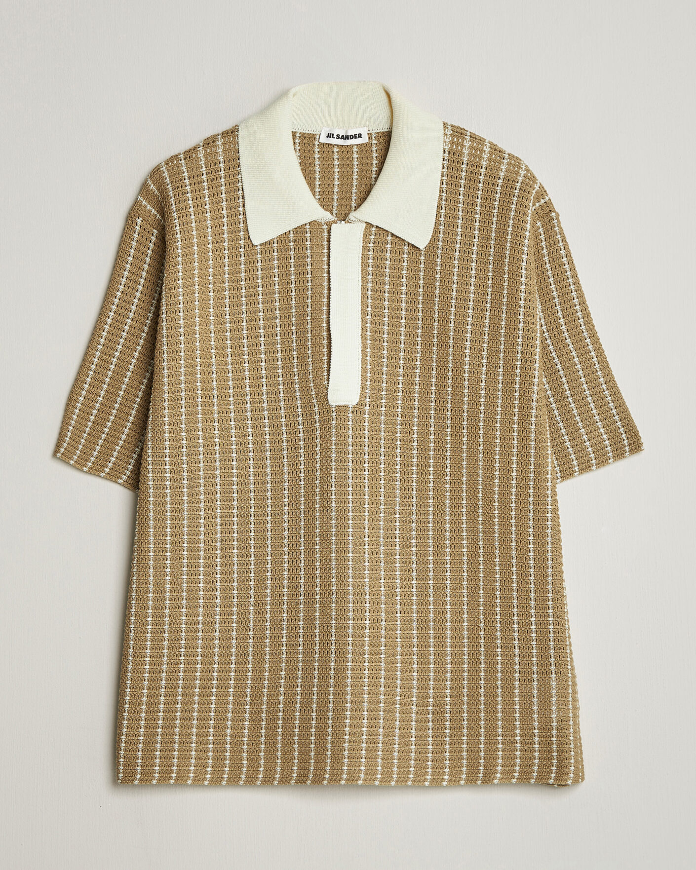 Homme | Polos | Jil Sander | Net Stitch Knitted Polo Tobacco