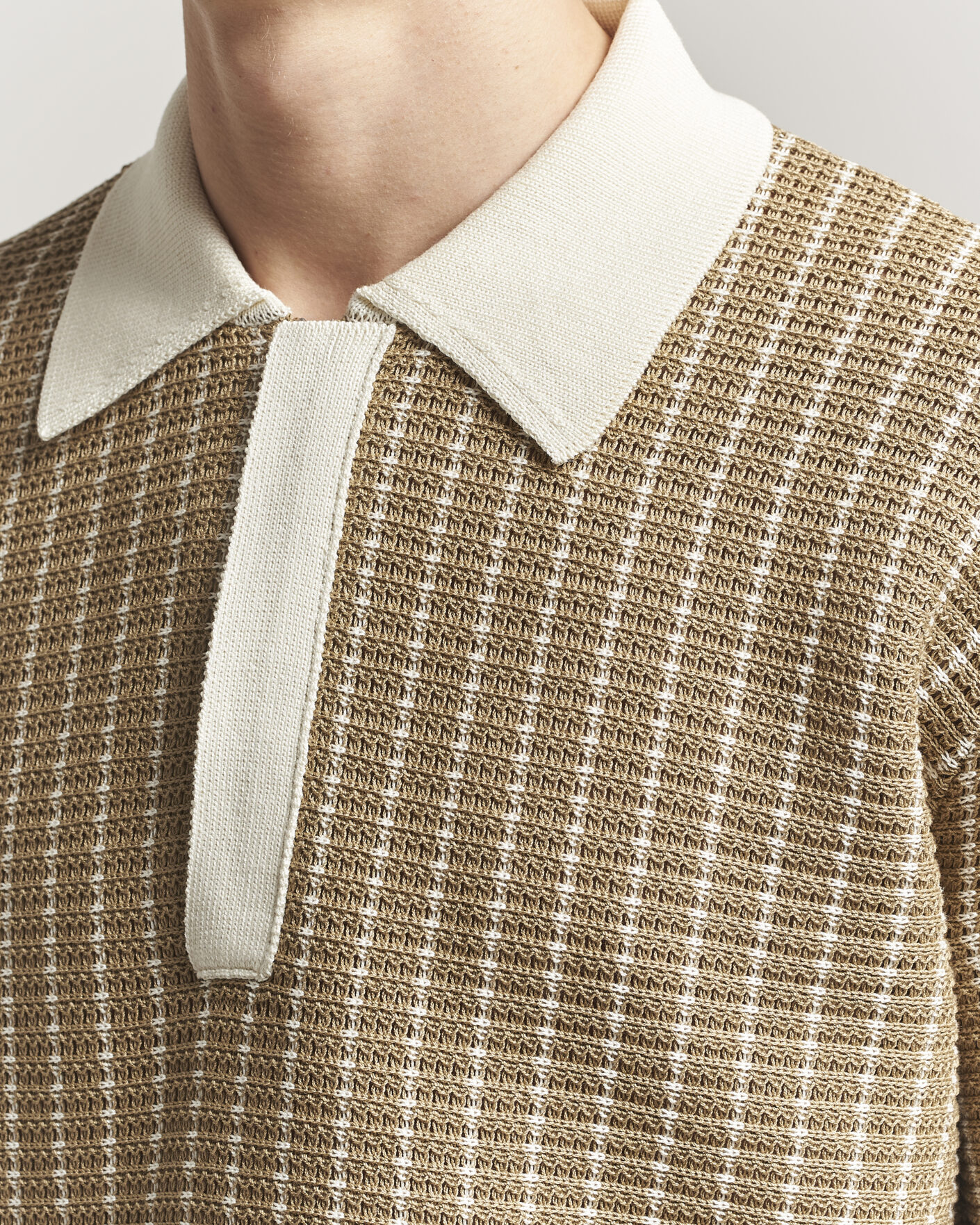 Homme | Polos | Jil Sander | Net Stitch Knitted Polo Tobacco