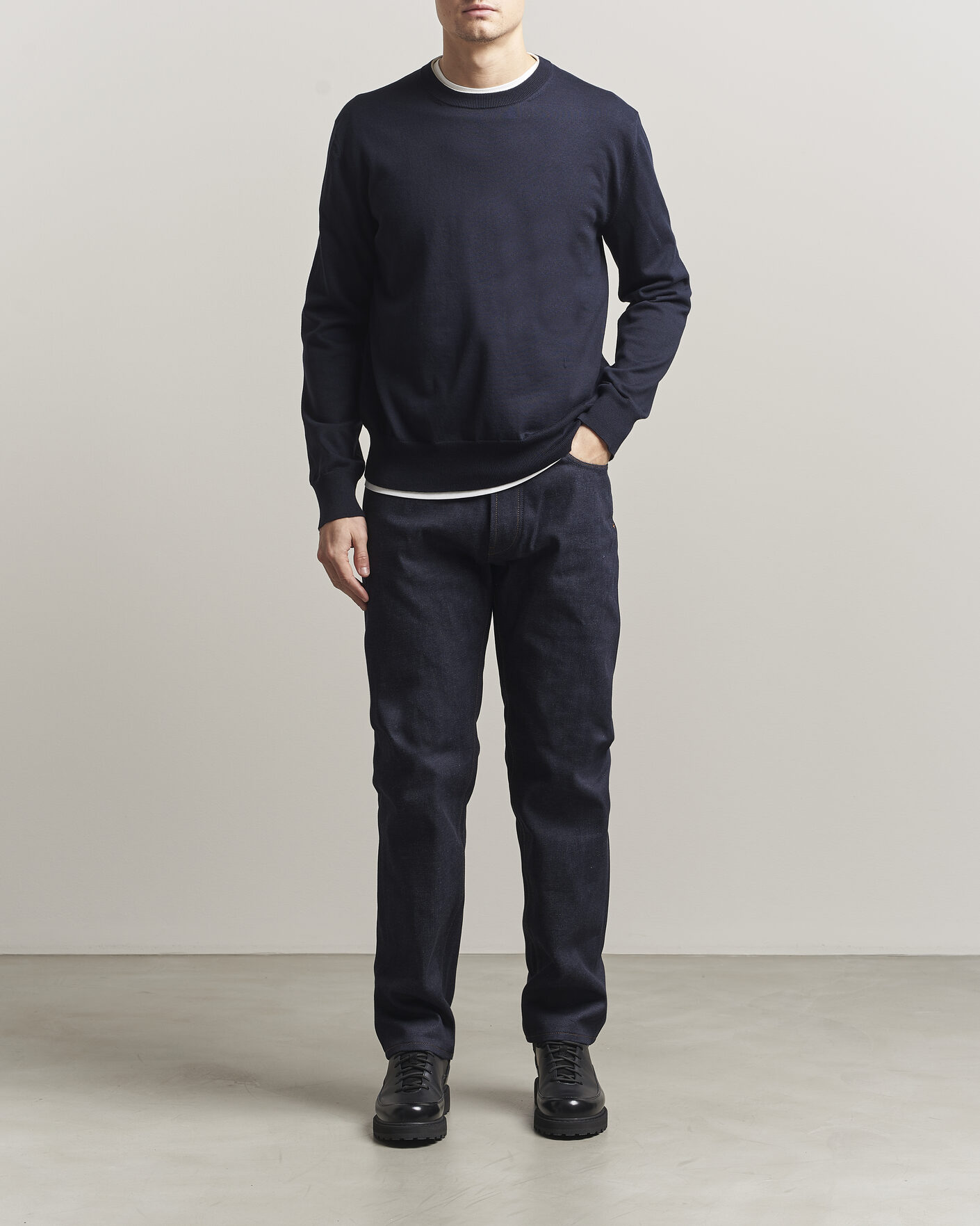 Homme | Pulls Et Tricots | Jil Sander | Fine Cotton Contrast Pullover Navy