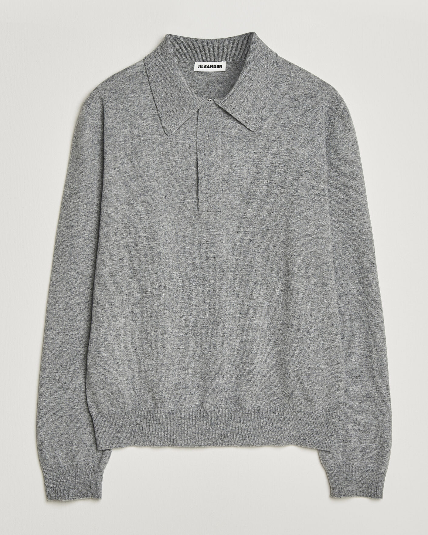Homme | Pulls Et Tricots | Jil Sander | Long Sleeve Knitted Wool Polo Grey Melange