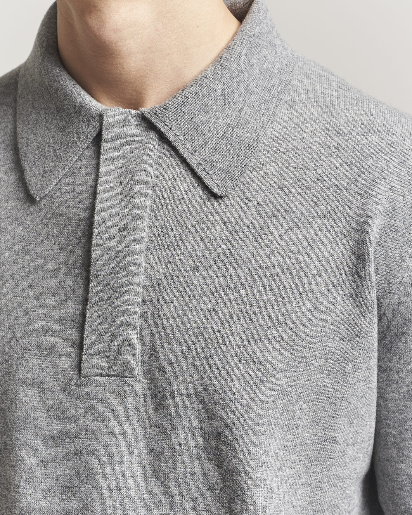 Homme | Pulls Et Tricots | Jil Sander | Long Sleeve Knitted Wool Polo Grey Melange