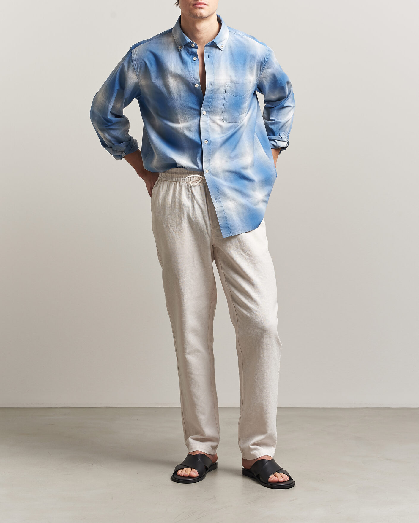 Homme | Pantalons | LES DEUX | Patrick Heavy Linen/Cotton Pants Eggnog White