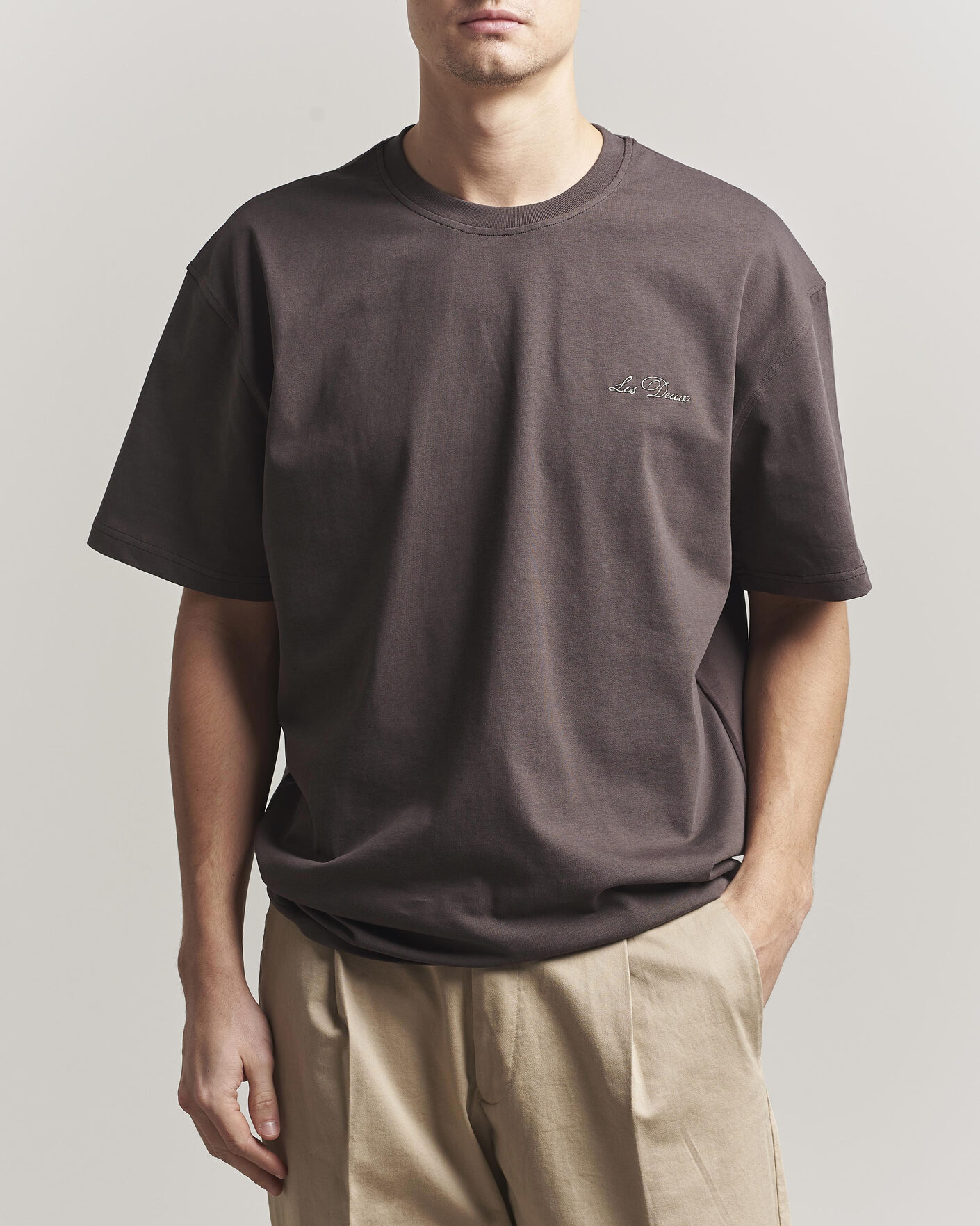 Homme | T-shirts | LES DEUX | Crew T-Shirt Coffee Brown