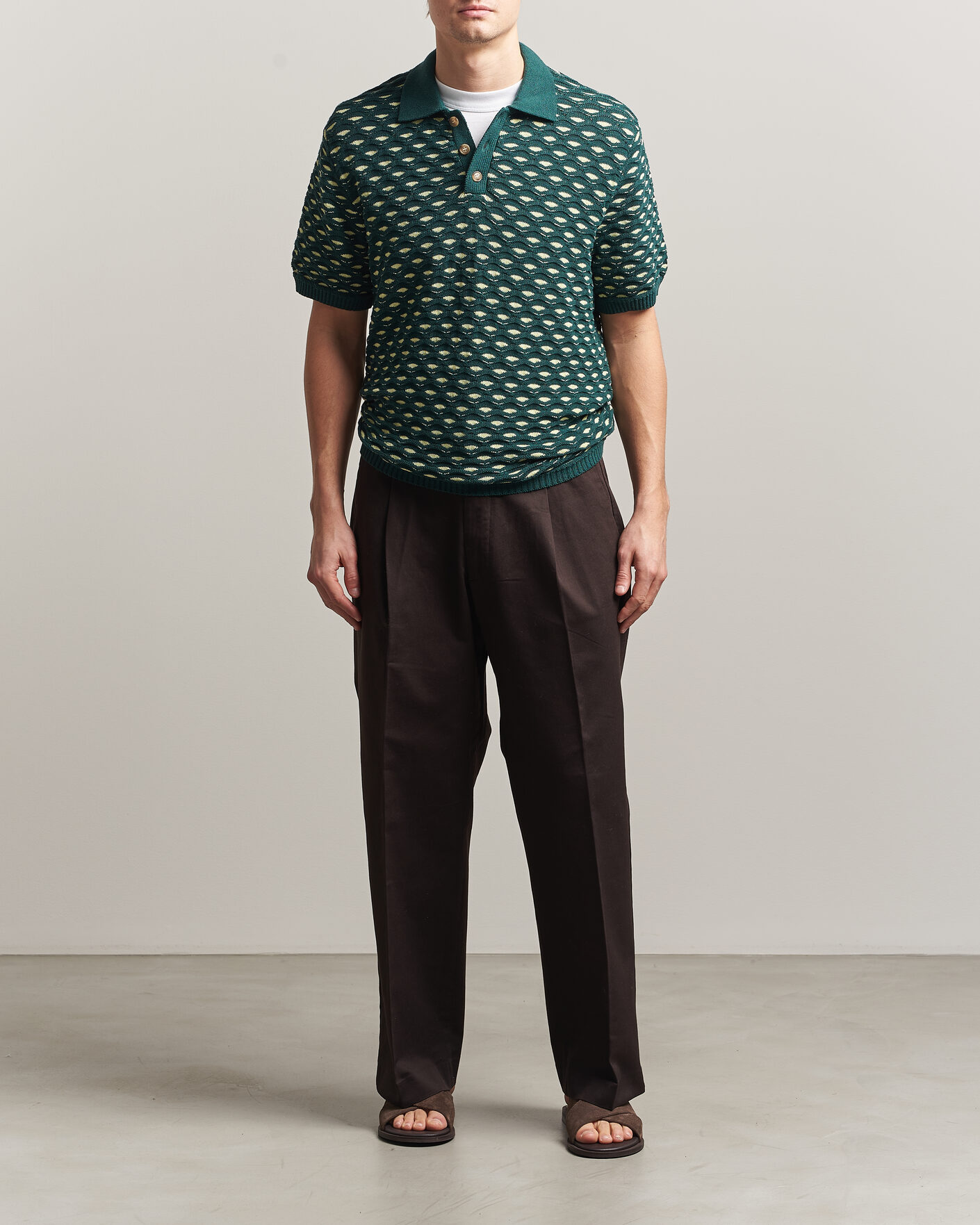 Homme | Polos | LES DEUX | Esmay Shell Knitted Polo Sea Moss Green