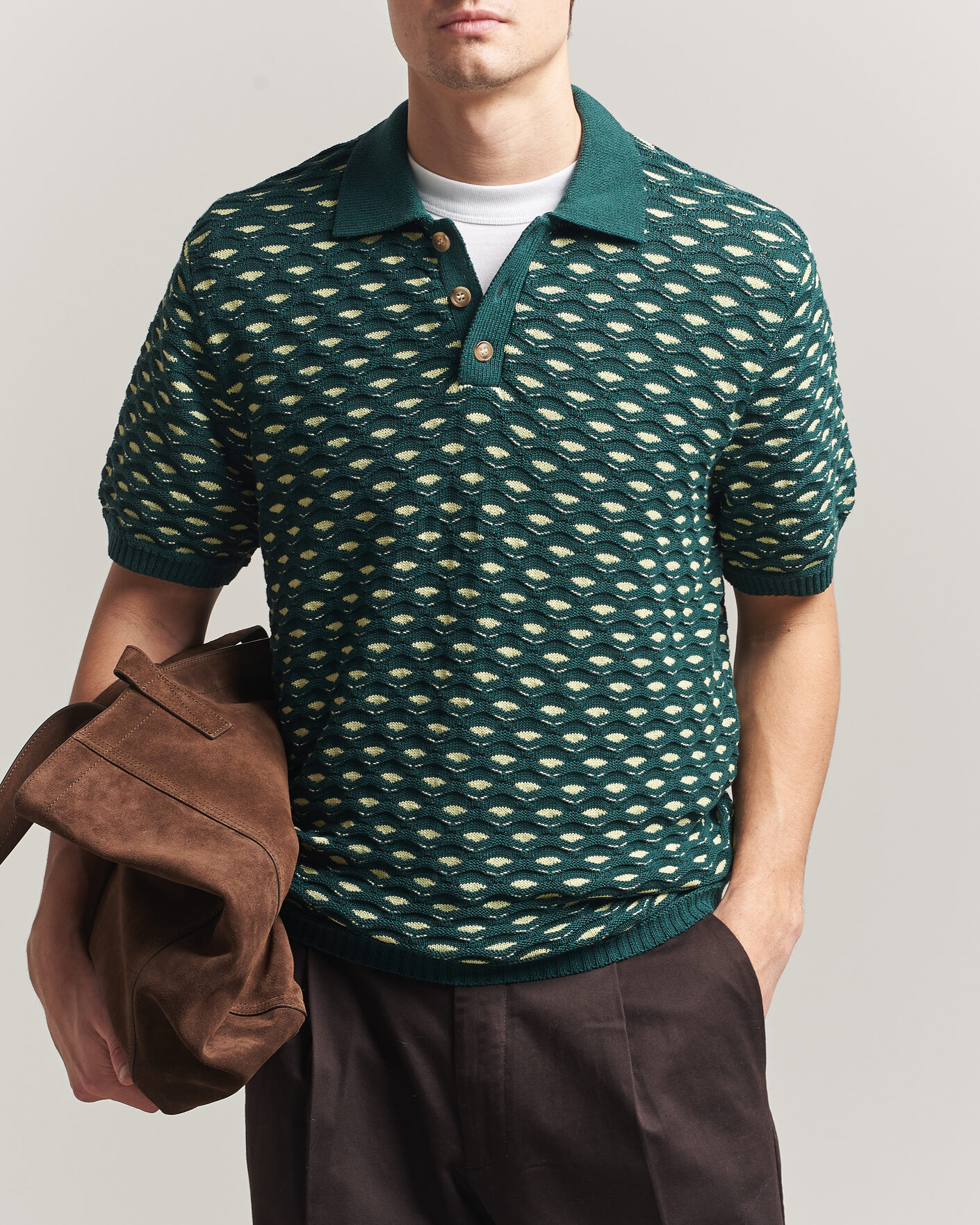 Homme | Polos | LES DEUX | Esmay Shell Knitted Polo Sea Moss Green