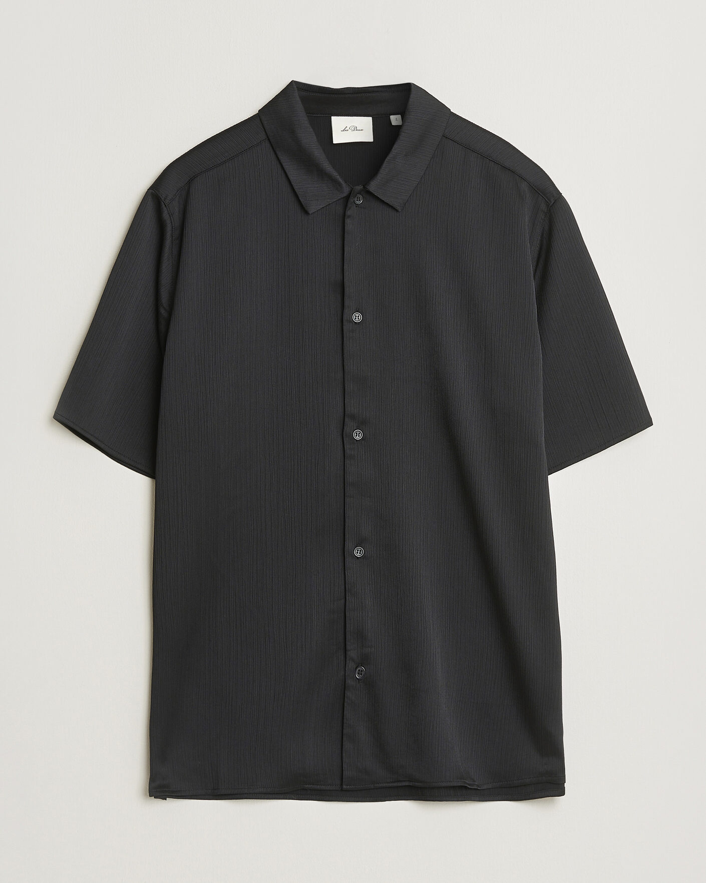 Homme | Chemises | LES DEUX | Hector Plissé Short Sleeve Shirt Black