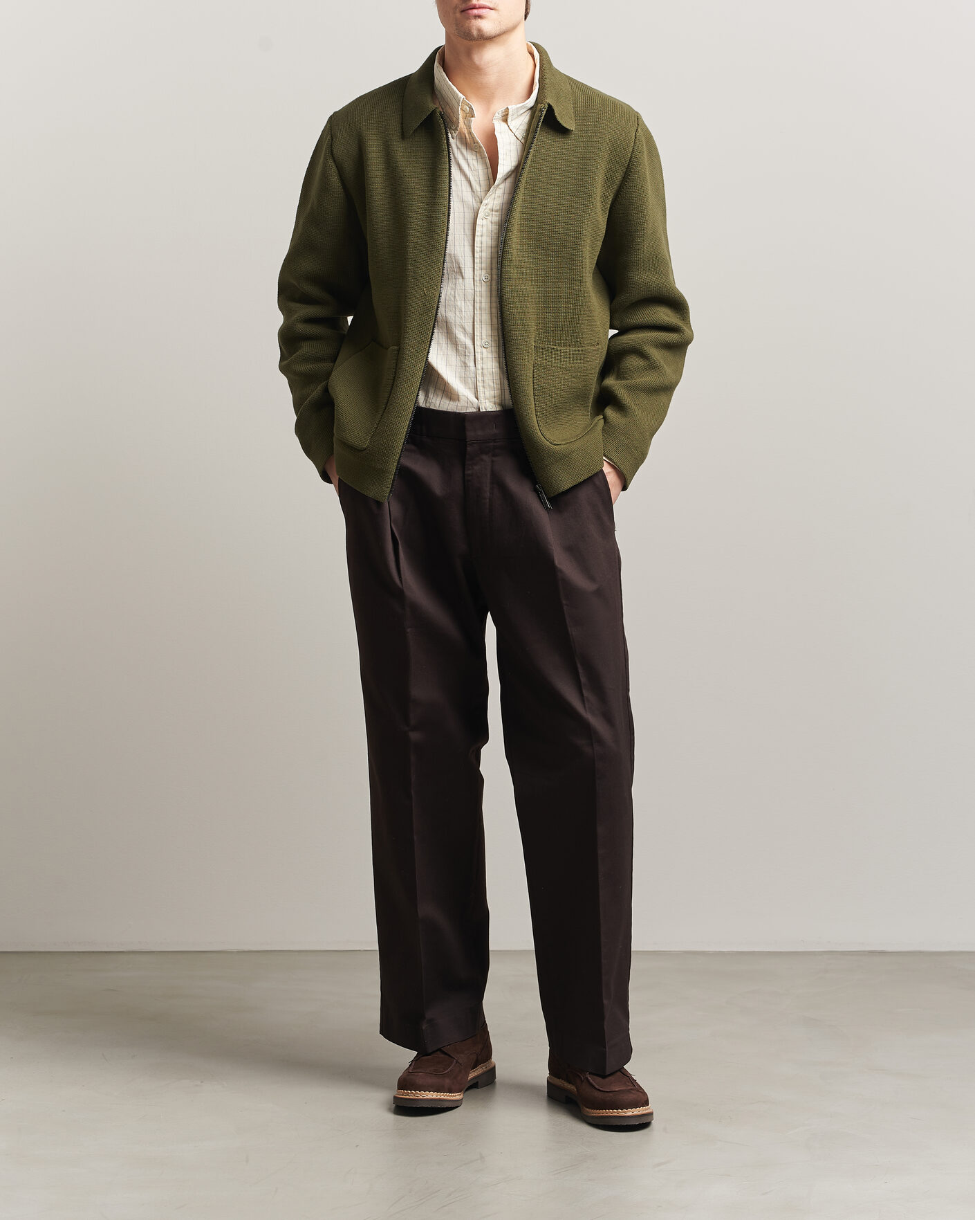 Homme | Pulls Et Tricots | LES DEUX | Fisher Cotton Milano Zip Olive Night