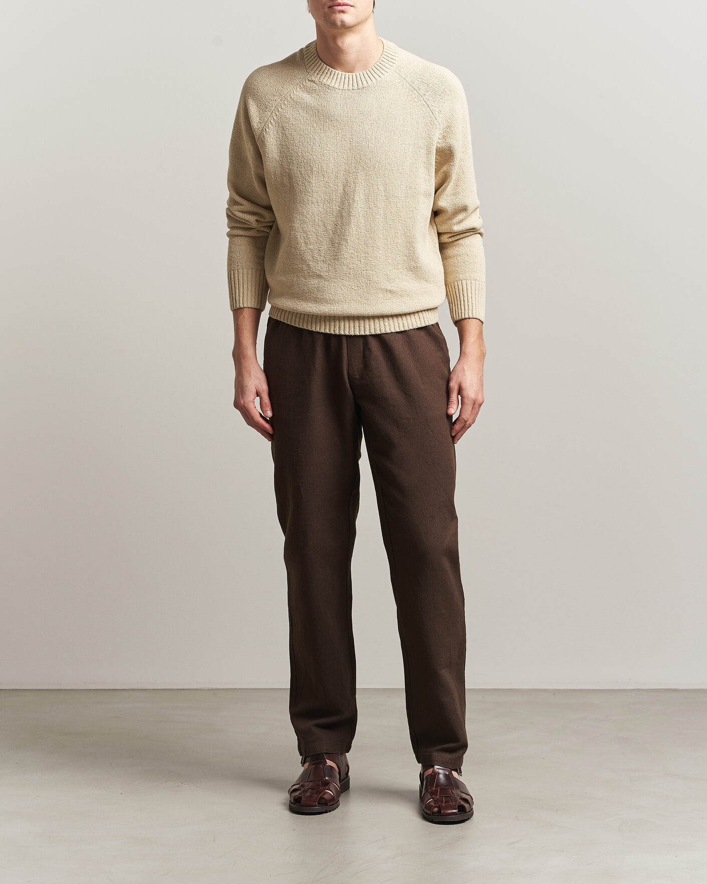 Homme | Pulls Et Tricots | LES DEUX | Brad Knitted Roundneck Oyster Grey/White