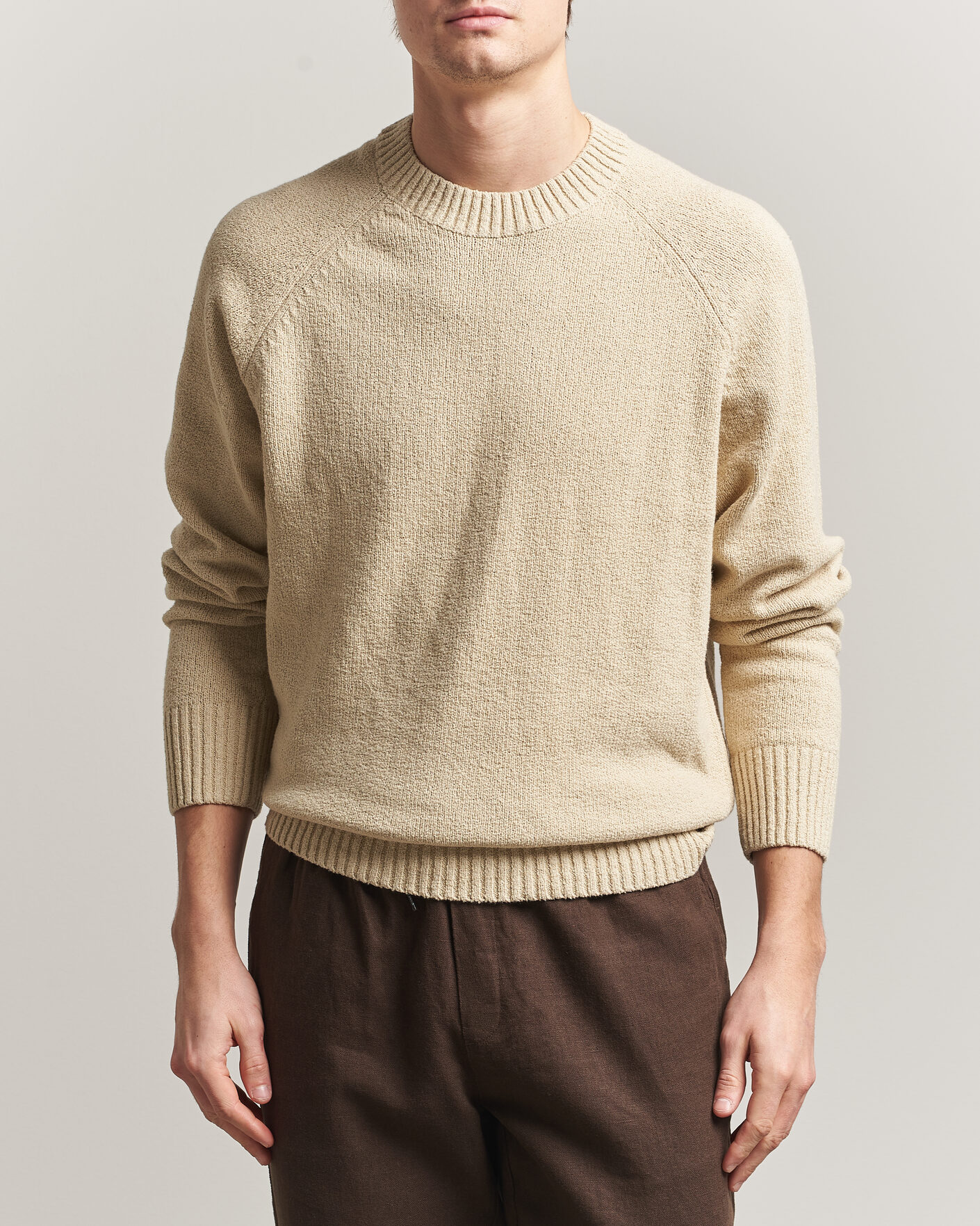 Homme | Pulls Et Tricots | LES DEUX | Brad Knitted Roundneck Oyster Grey/White
