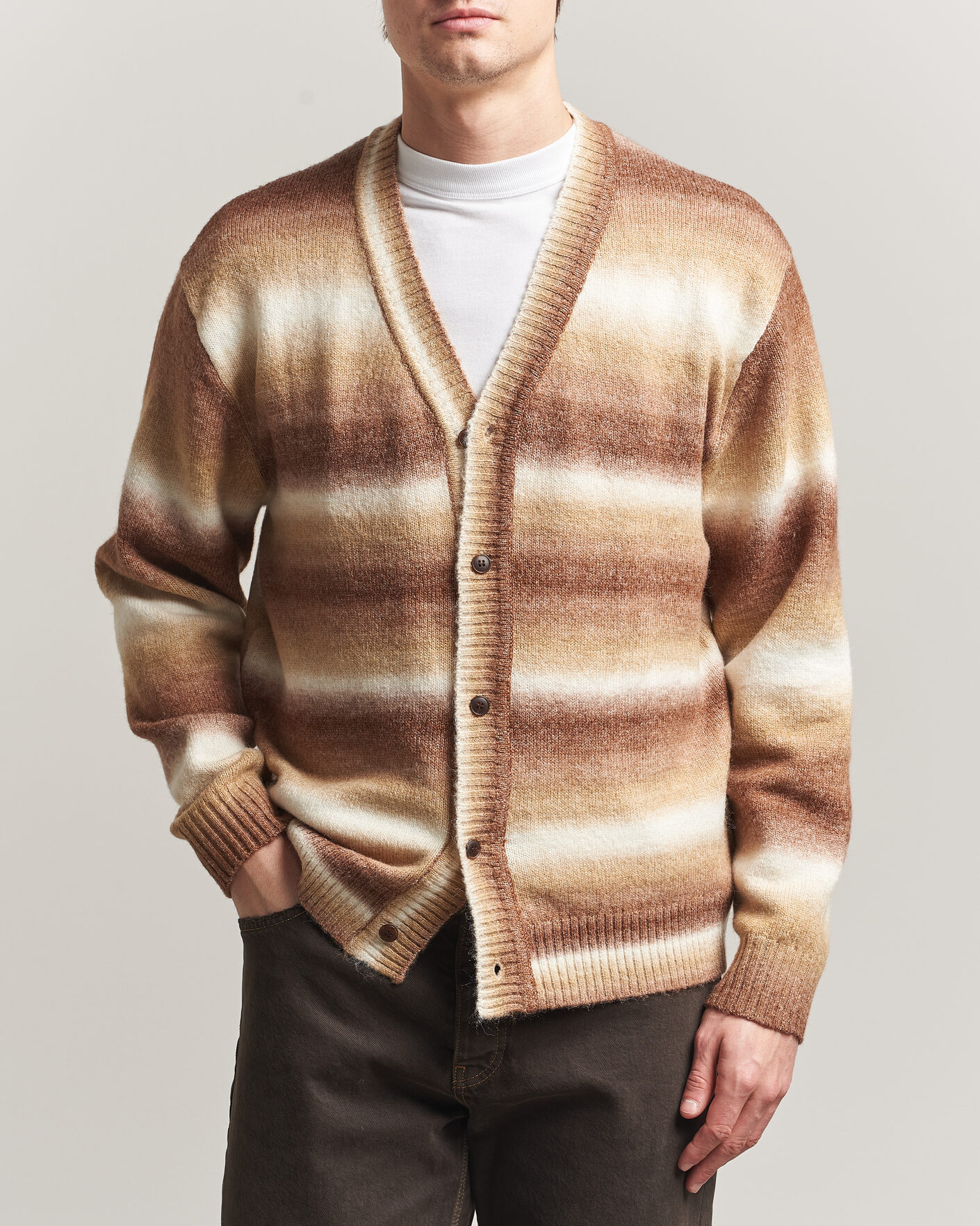 Homme | Pulls Et Tricots | LES DEUX | Boston Gradient Knitted Cardigan Teak Brown