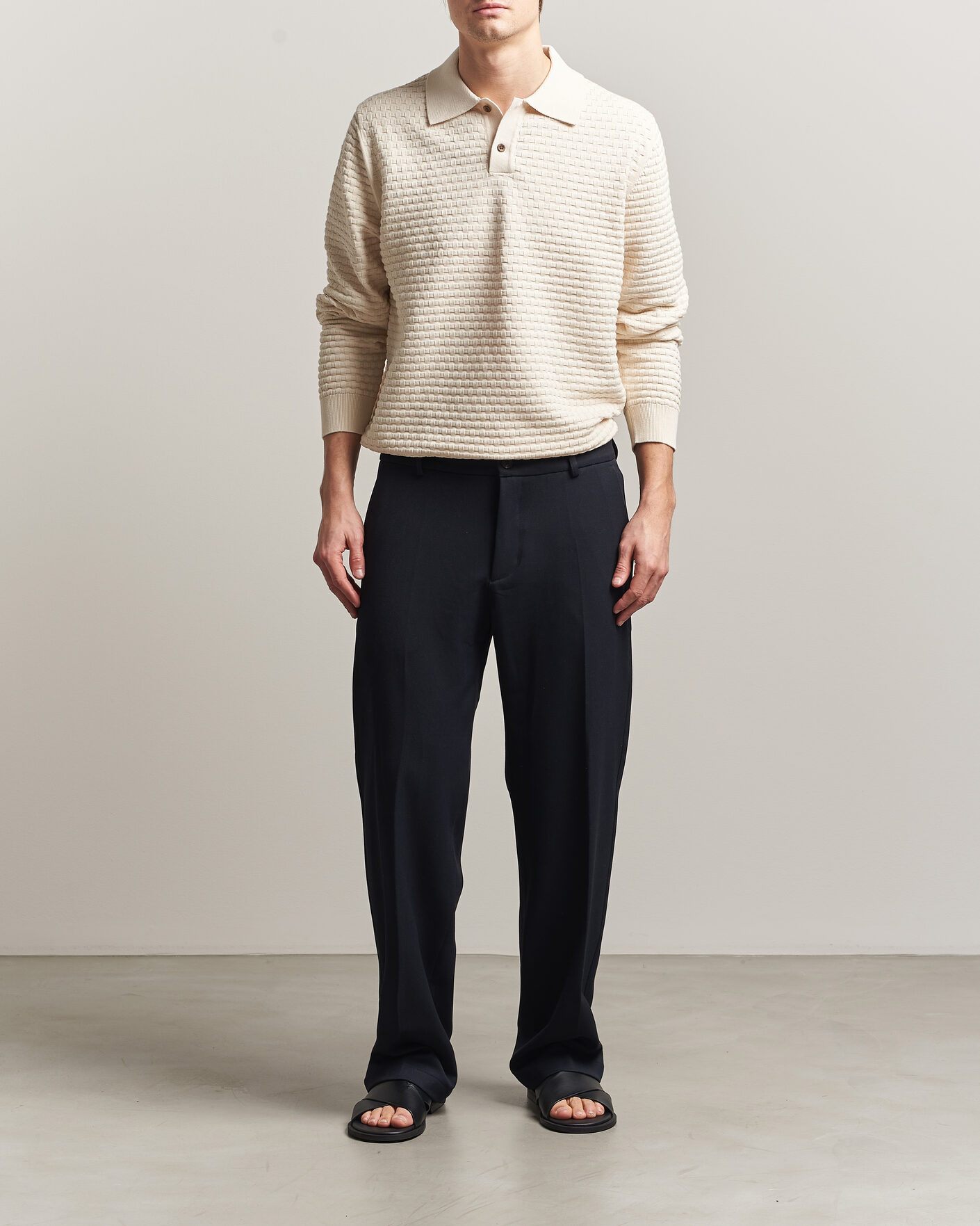 Homme | Pulls Et Tricots | LES DEUX | Billy Weave Knitted Polo Light Ivory
