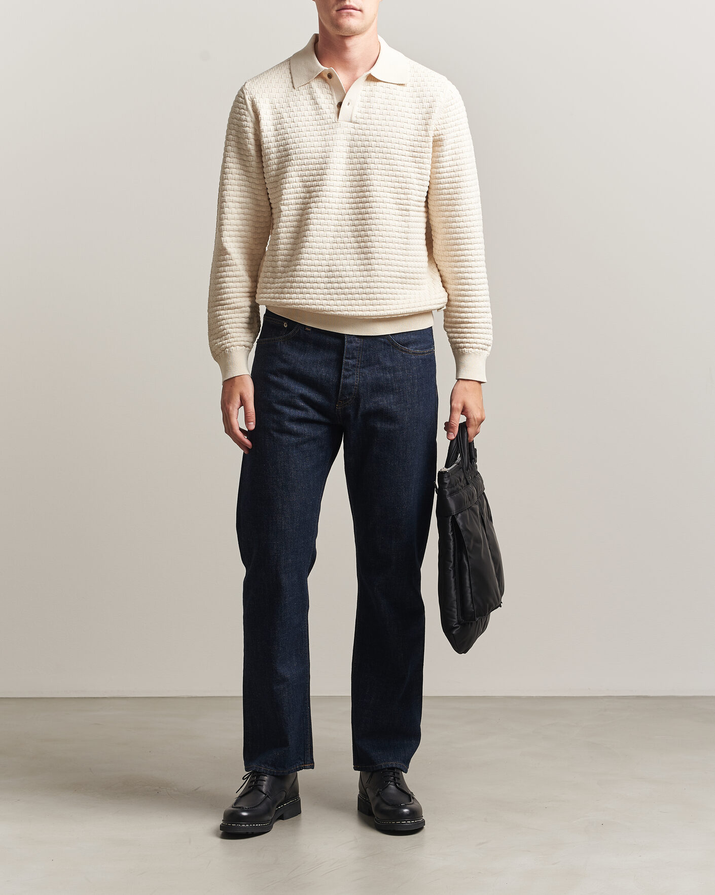 Homme | Pulls Et Tricots | LES DEUX | Billy Weave Knitted Polo Light Ivory