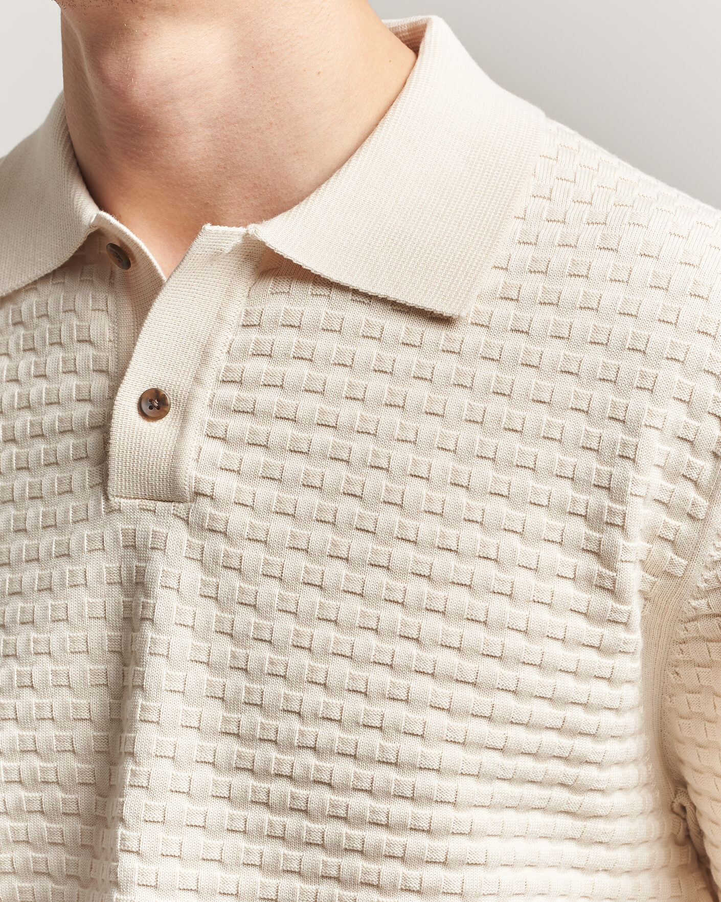 Homme | Pulls Et Tricots | LES DEUX | Billy Weave Knitted Polo Light Ivory