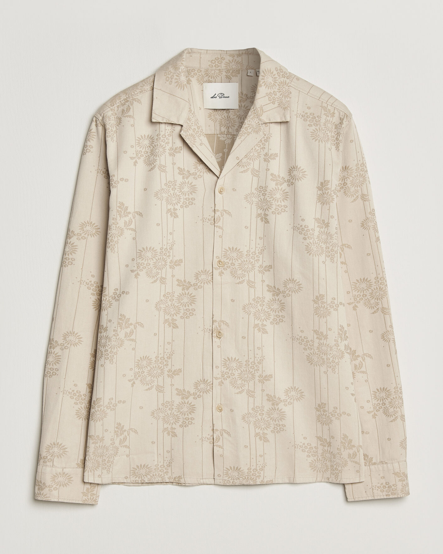 Homme | Chemises | LES DEUX | Jasper Flower Jaquard Shirt Oyster Grey/White