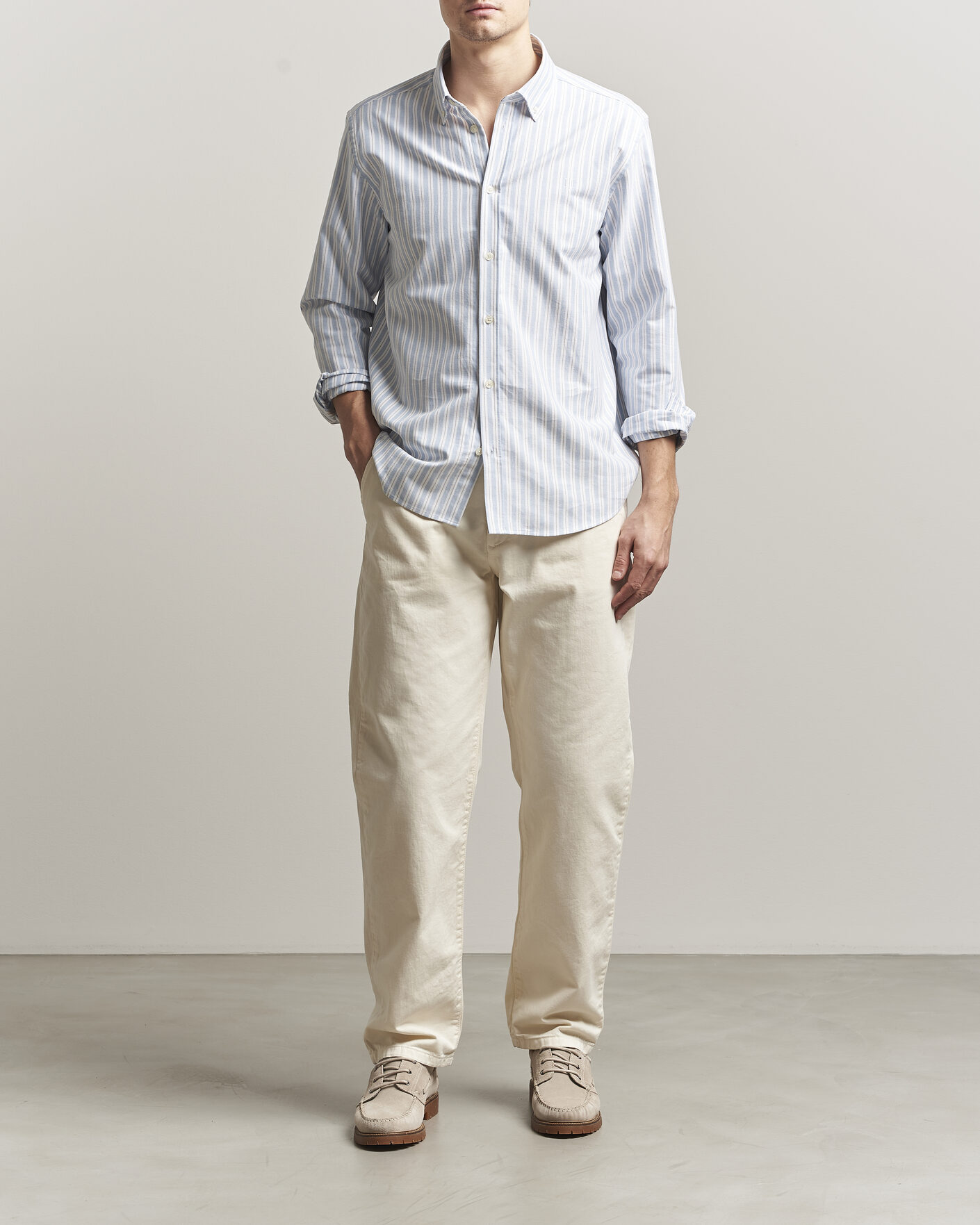 Homme | Chemises | LES DEUX | Konrad Striped Oxford Shirt Allure Blue
