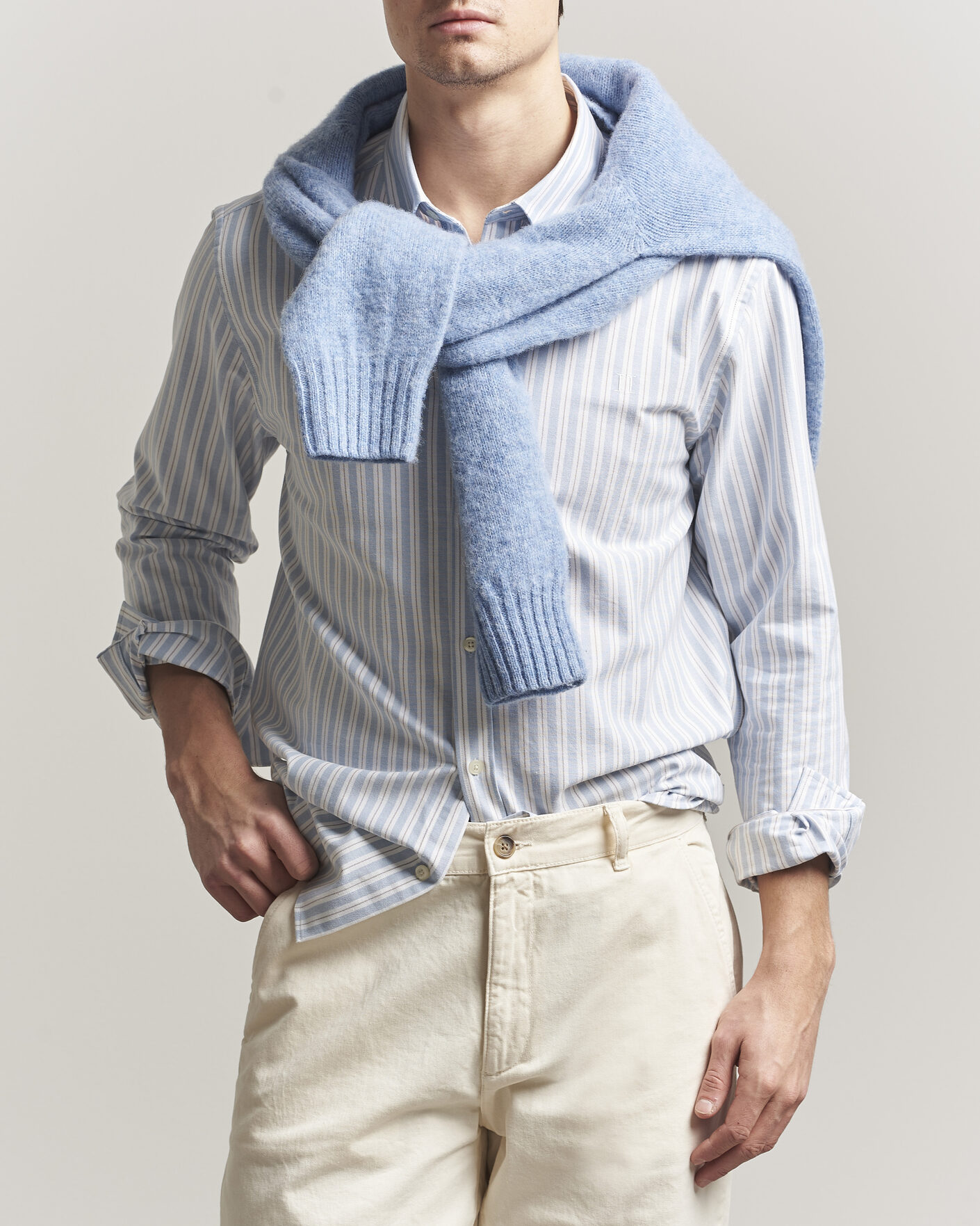 Homme | Chemises | LES DEUX | Konrad Striped Oxford Shirt Allure Blue